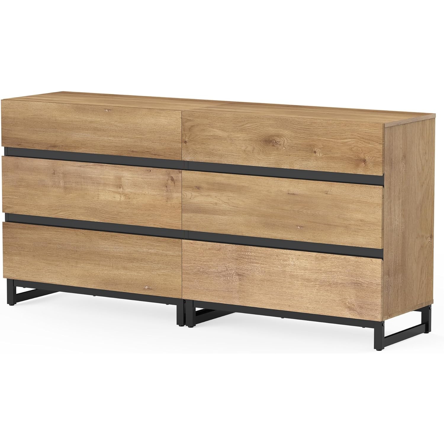 WAMPAT 2 in 1 Dresser for Bedroom, Closet Organizers and Storage with 6 Drawers, Chest of Drawers for Living Room, Bedroom,Oak