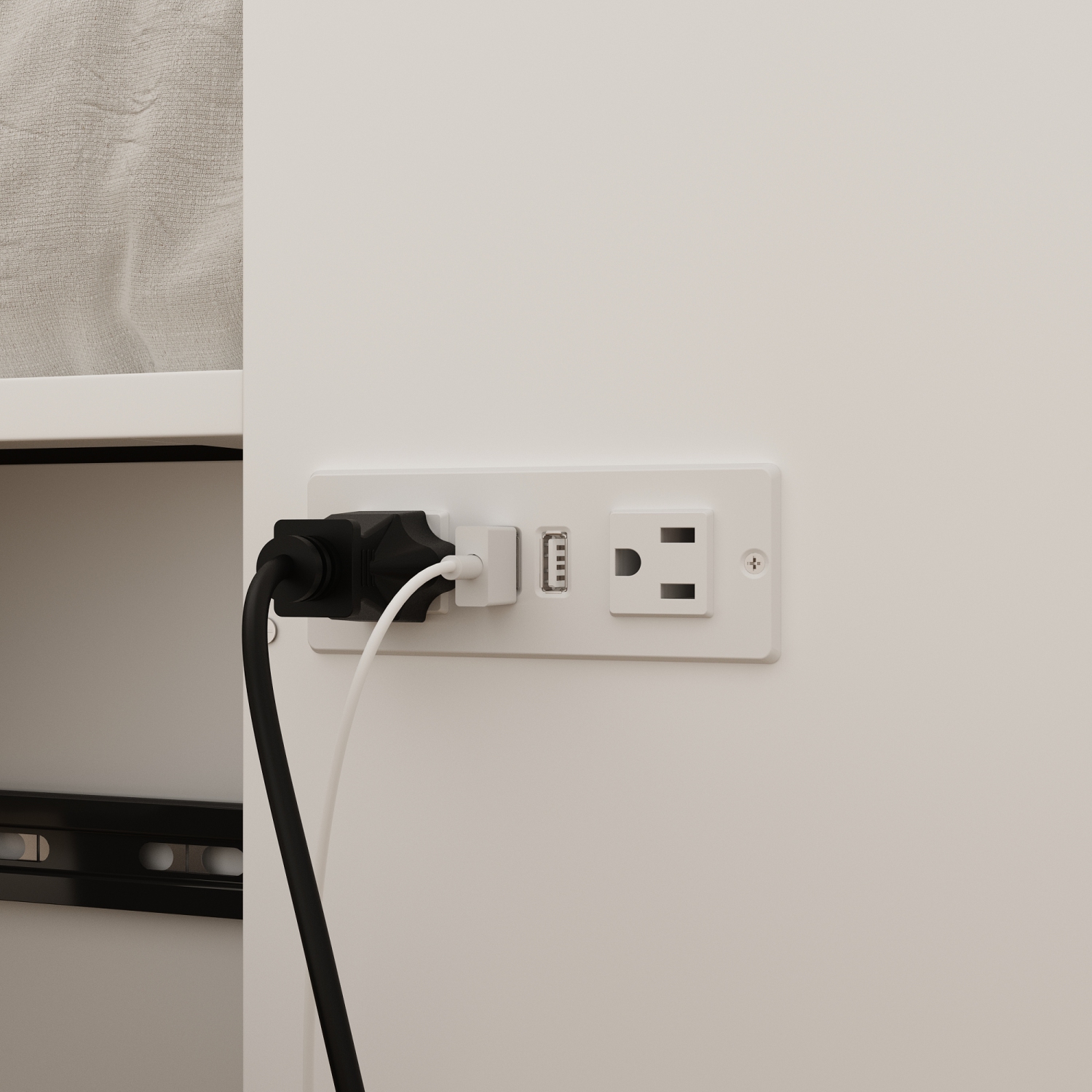 Lit d'armoire convertible avec tiroirs Famapuy, design compact et capacité maximale 400&nbsp;lb blanc