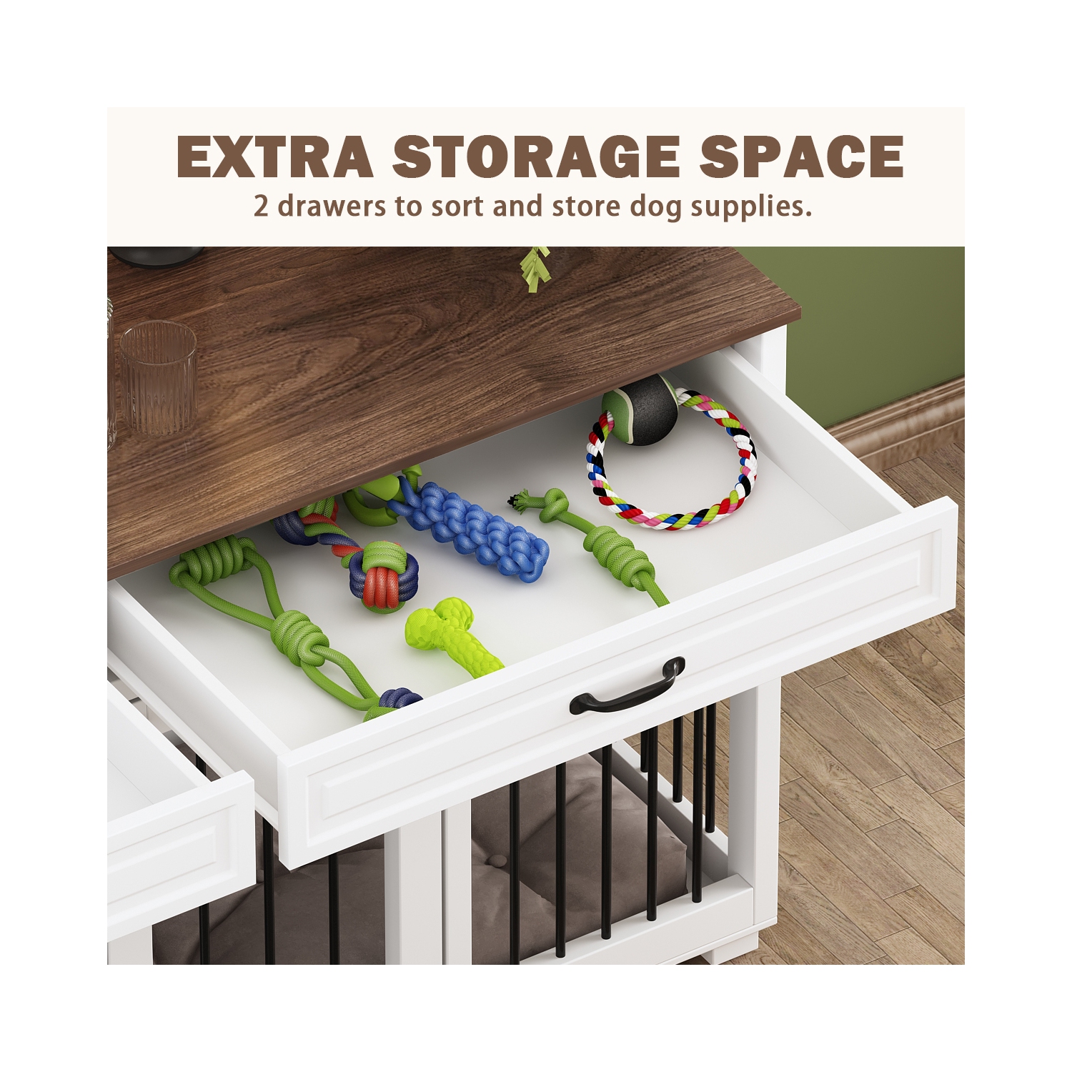 Famapy – grande armoire pour chiens à deux portes avec tiroirs et compartiments spacieux,, blanc