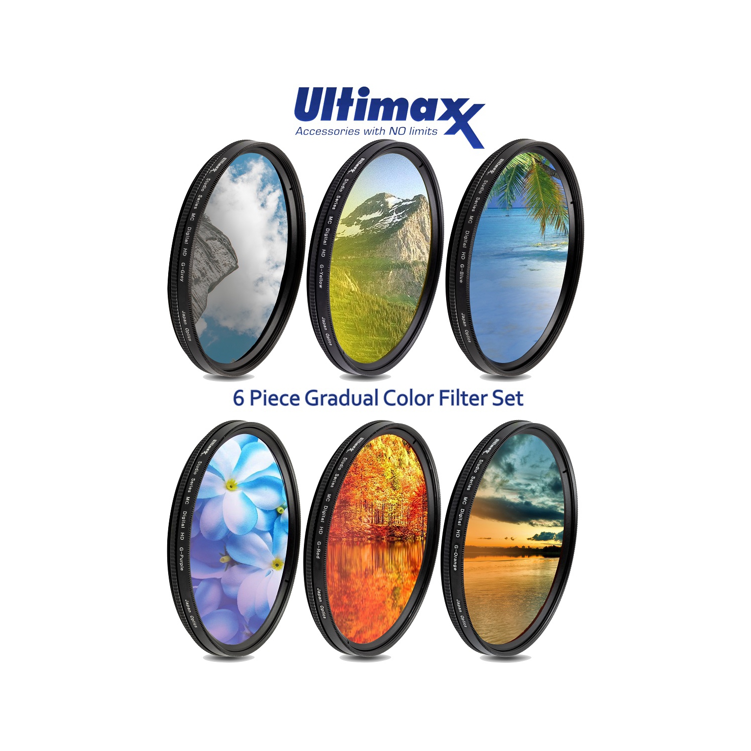 Ensemble de filtres couleur Professional graduel de 6 pièces 77&nbsp;mm avec étui-portefeuille protecteur