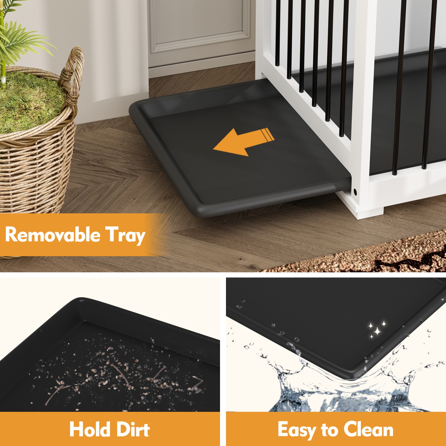 Famapy Large Double-Door Dog Crate Cabinet with Spacious Compartments White