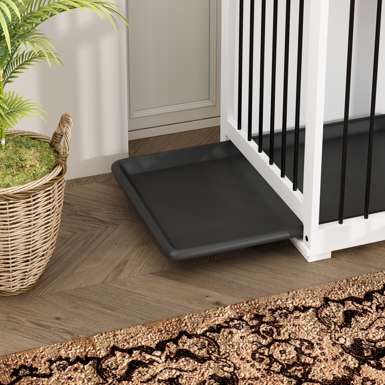 Famapy Large Double-Door Dog Crate Cabinet with Spacious Compartments White