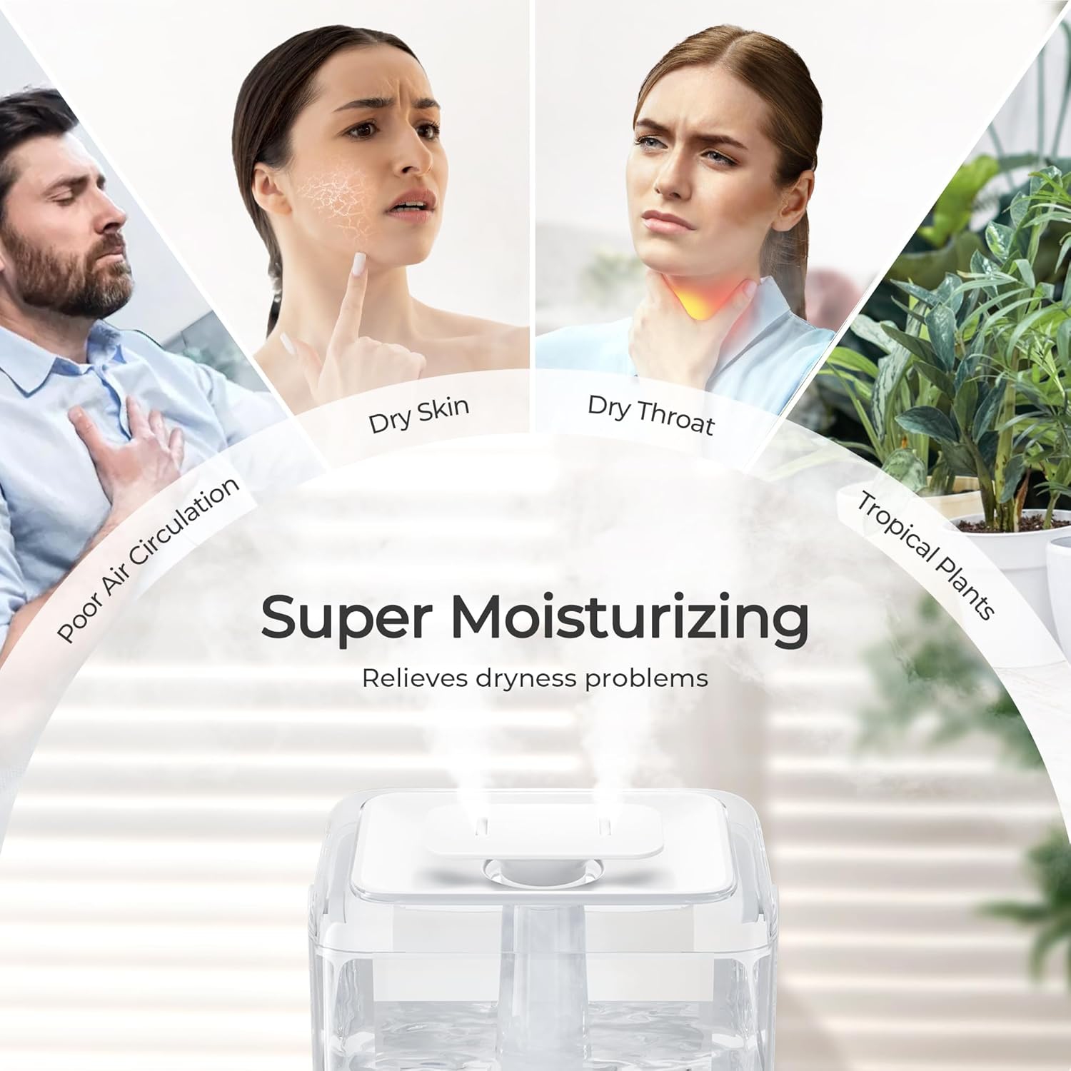 ChiVALZ – Humidificateur à vapeur froide pour plantes et chambre de bébé, silencieux 26&nbsp;dB, veilleuse, fonctionnement 50H heures, diffuseur