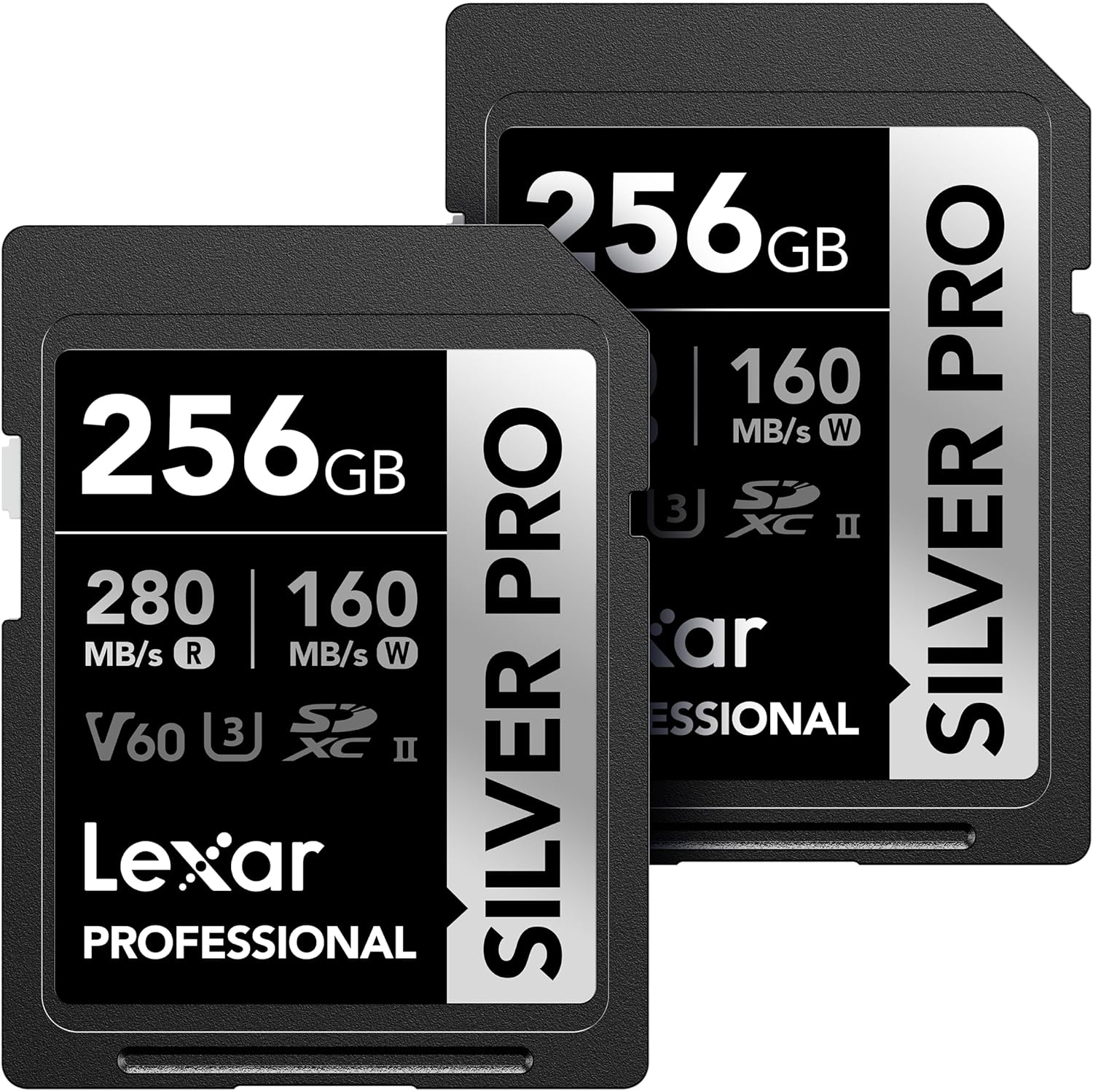 Lexar Professional 256GB Silver PRO SDXC UHS-II Memory Card, C10, U3, V60, Full-HD & 4K Video, Up to 280MB/s Read