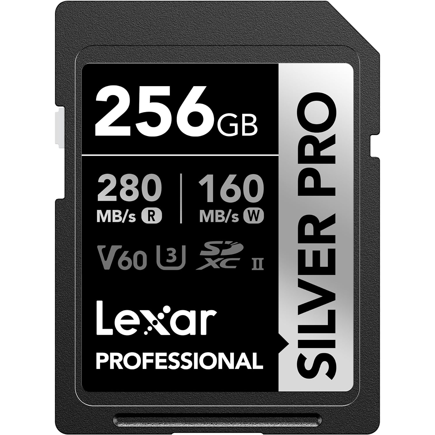 Lexar 256GB Professional Silver PRO SDXC Memory Card, UHS-II, C10, U3, V60, Full-HD & 4K Video, Up to 280MB/s Read