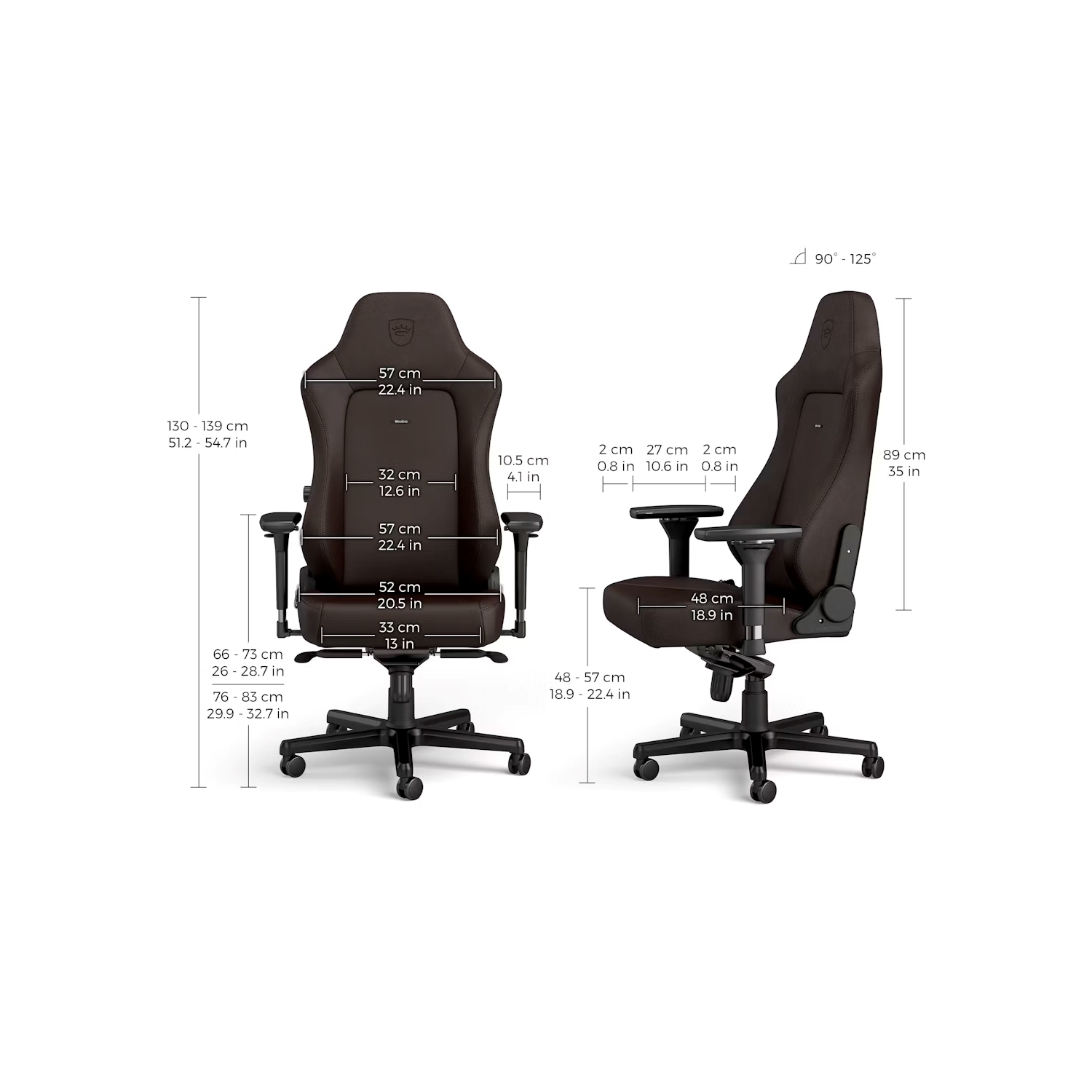 noblechairs HERO Premium Gaming and Office Chair - Superior Ergonomics, Faux Vegan Leather Supports up to 150 kg, Java Edition