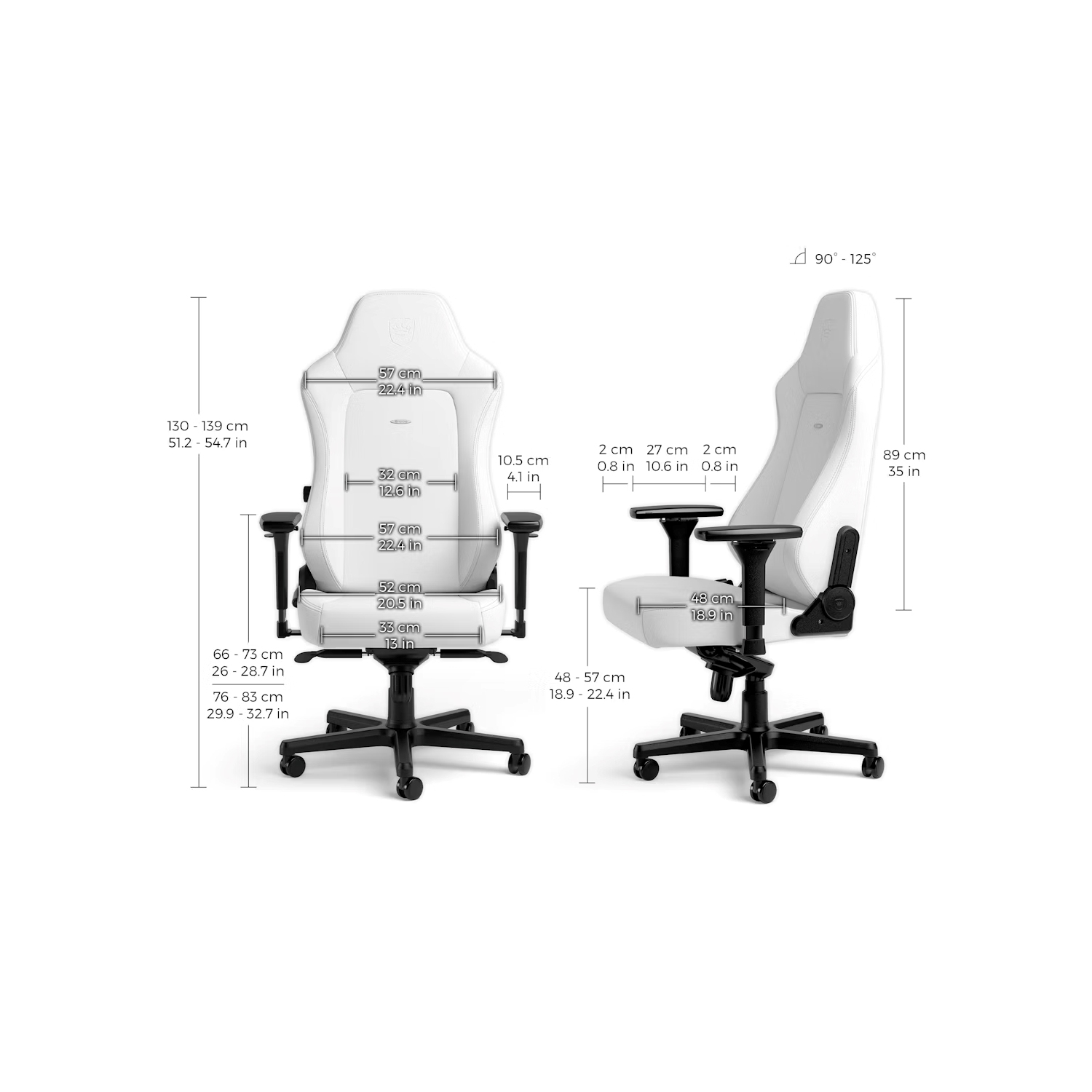 noblechairs HERO Premium Gaming and Office Chair - Superior Ergonomics, Faux Vegan Leather Supports up to 150 kg, White Edition