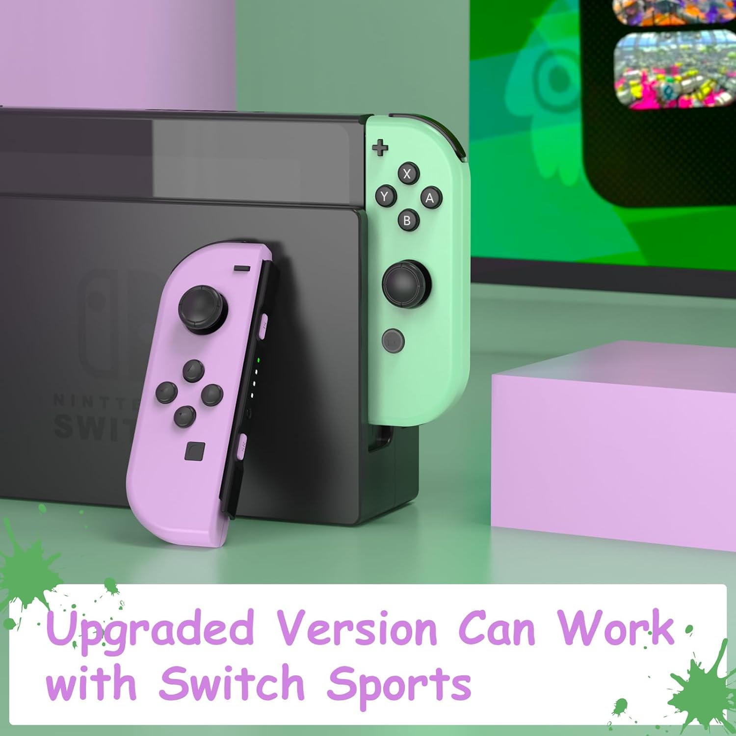 Manette Switch pour Nintendo Switch Dual Vibration/Réveil/Mouvement - Lavande et vert