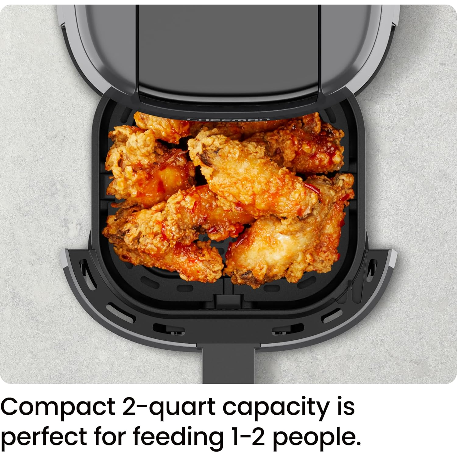 CHEFMAN 2 Qt Mini Air Fryer – Digital Space-Saving Compact Air Fryer with Nonstick and Dishwasher Safe Basket, Quick & Easy Meals in Minutes,