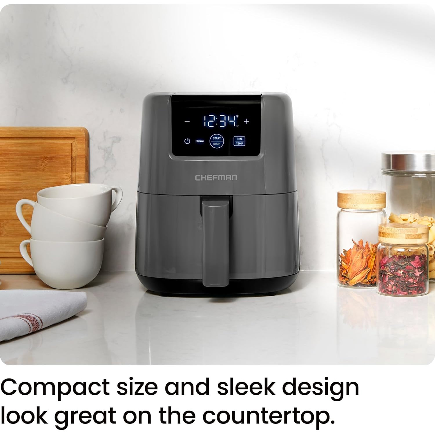 CHEFMAN 2 Qt Mini Air Fryer – Digital Space-Saving Compact Air Fryer with Nonstick and Dishwasher Safe Basket, Quick & Easy Meals in Minutes,