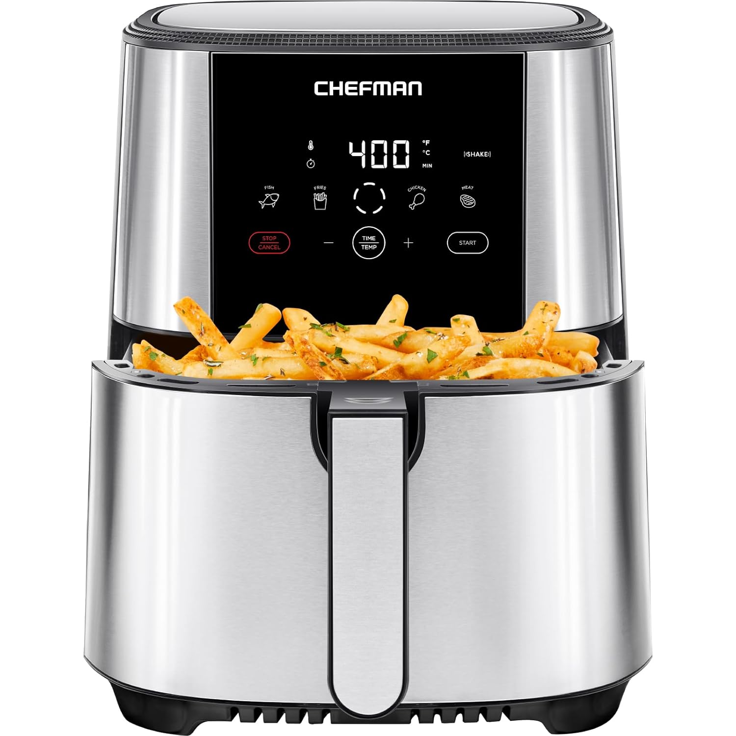 Chefman TurboFry Touch Air Fryer, 5Qt Family Size, One Touch Digital Control Presets, French Fries, Chicken, Meat, Fish, Nonstick Dishwasher-Safe