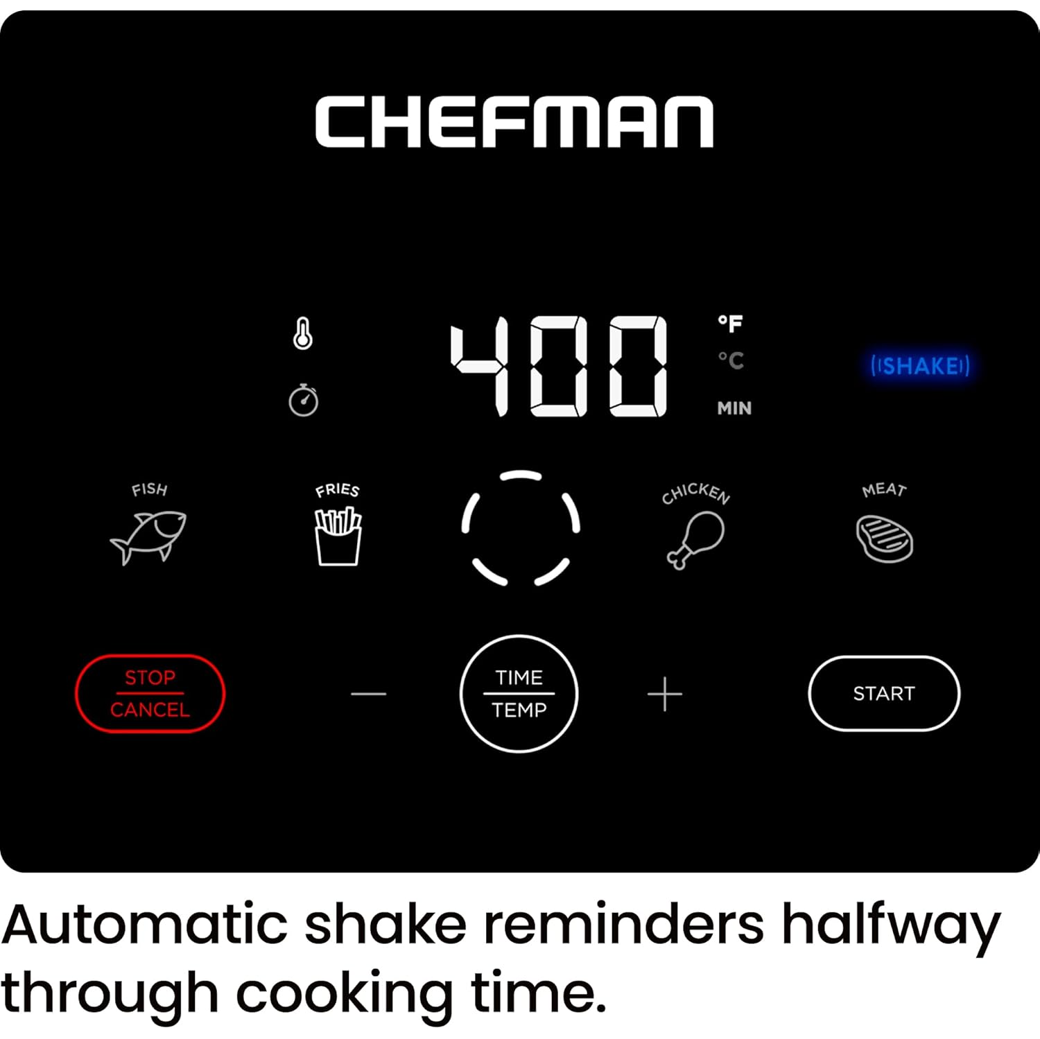 Chefman TurboFry Touch Air Fryer, 5Qt Family Size, One Touch Digital Control Presets, French Fries, Chicken, Meat, Fish, Nonstick Dishwasher-Safe