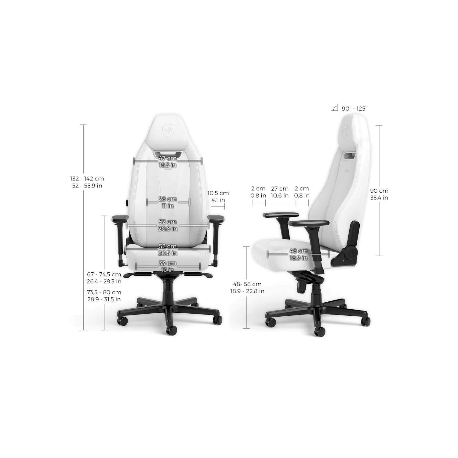 noblechairs LEGEND Premium Gaming and Office Chair - Superior Ergonomics, Faux Vegan Leather, Supports up to 150 kg, White Edition