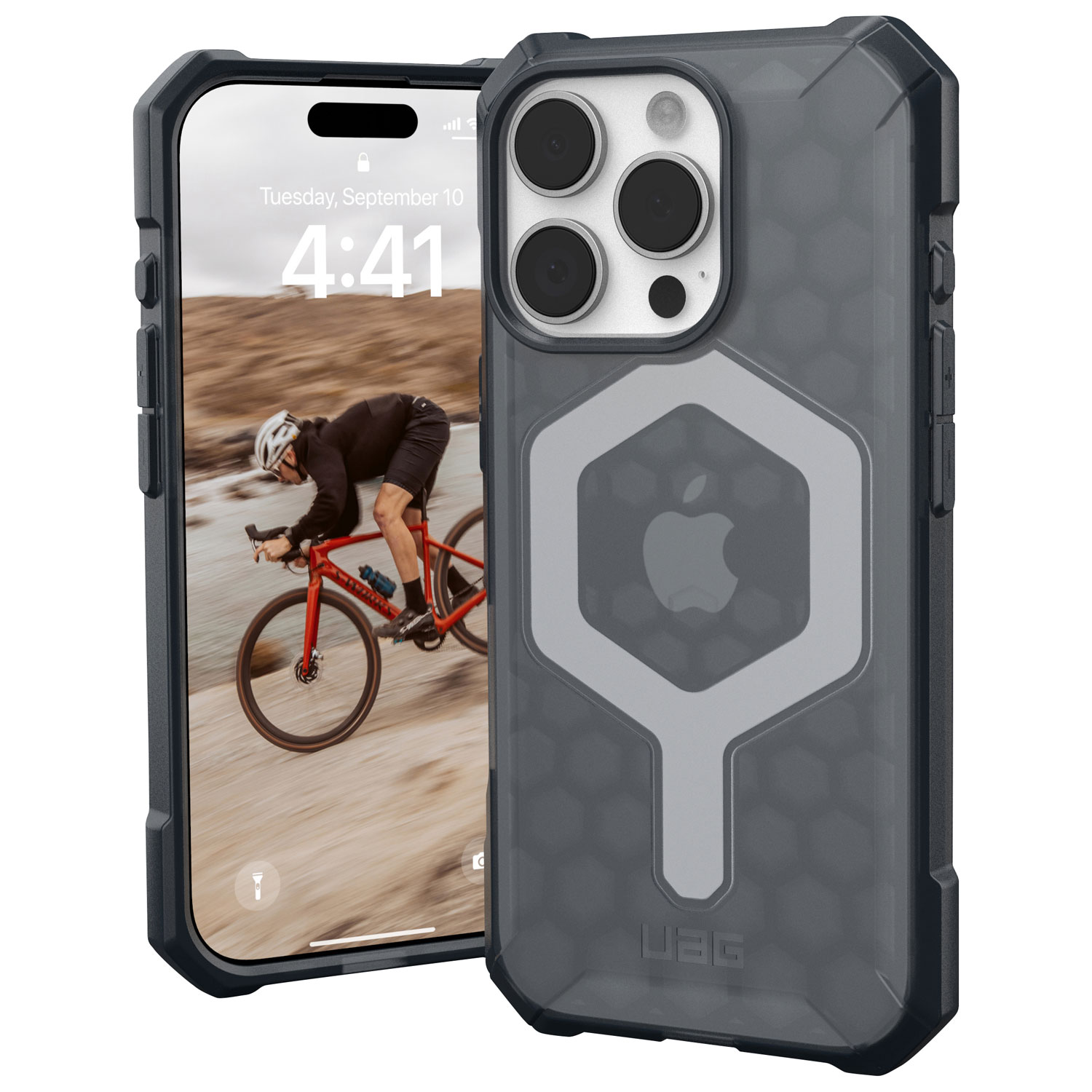 Étui rigide ajusté Essential Armor d'UAG avec MagSafe pour iPhone 16 Pro - Cendré
