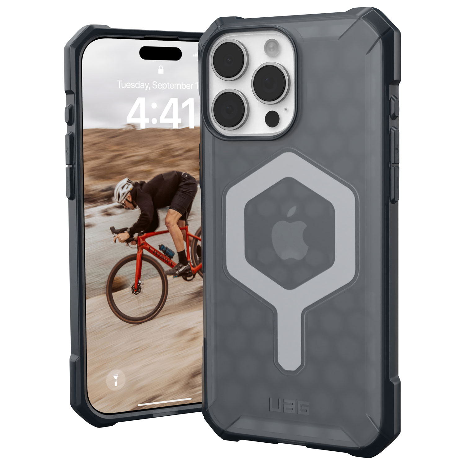 Étui rigide ajusté Essential Armor d'UAG avec MagSafe pour iPhone 16 Pro Max - Cendré