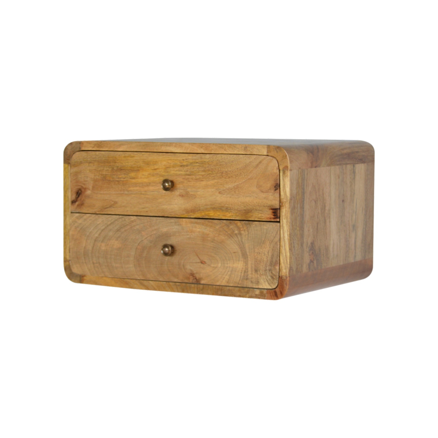 Artisan Furniture Solid Wood 2 Drawer Floating Nightstand in Oak-ish finish