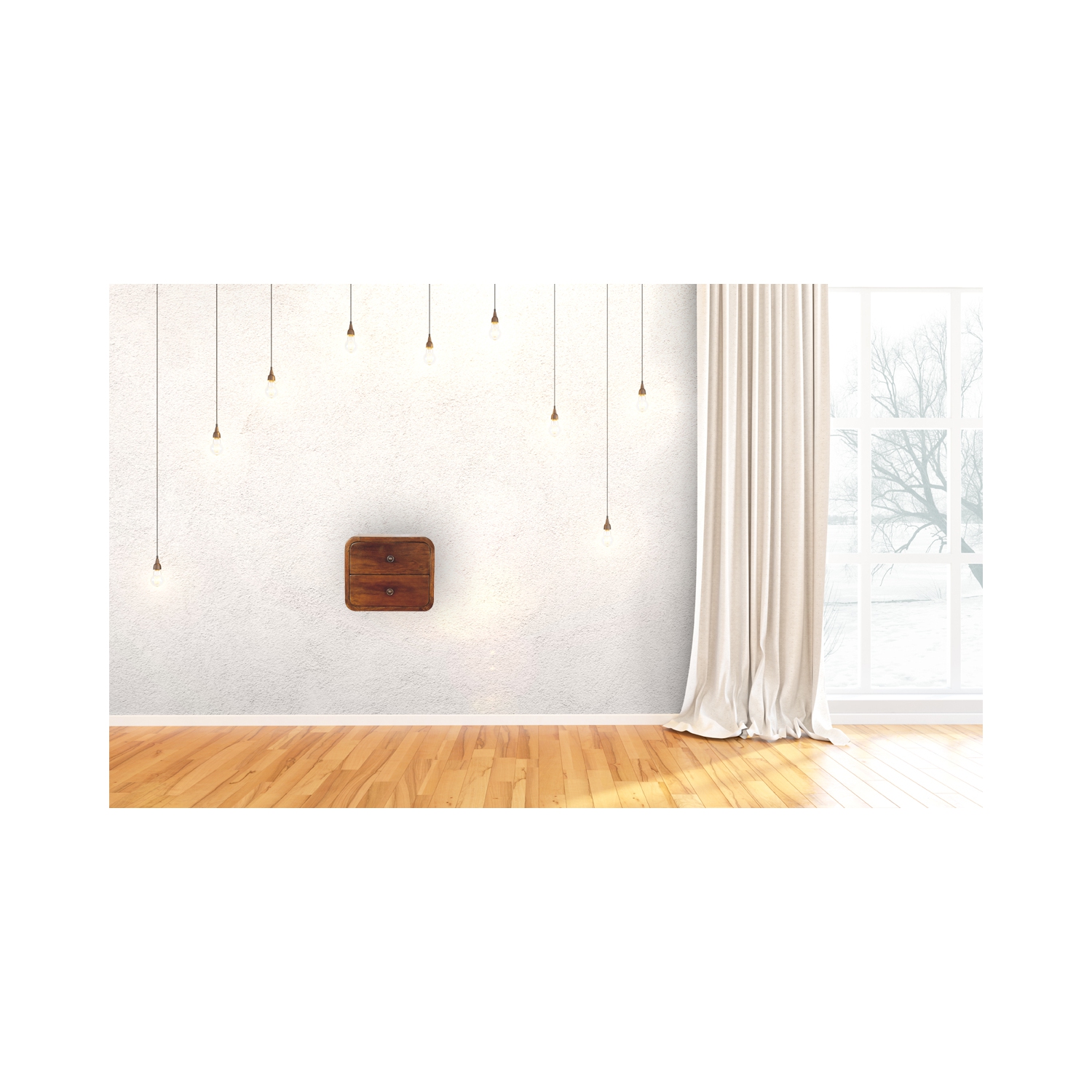 Artisan Furniture Solid Wood Floating Mini Nightstand In Chestnut Finish