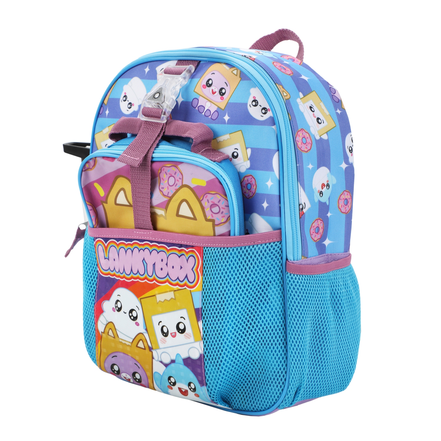 LankyBox Group Shot Kids 14" Backpack and Lunch Bag 4 Piece Set