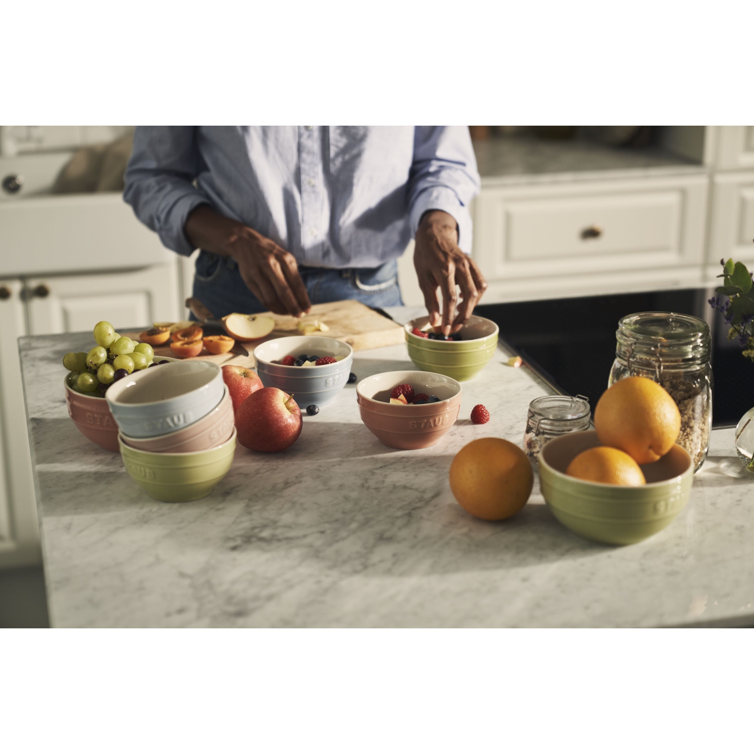 STAUB Ceramique 14 cm / 6 Piece Ceramic Macaron Large Bowl Set, Mixed Colours