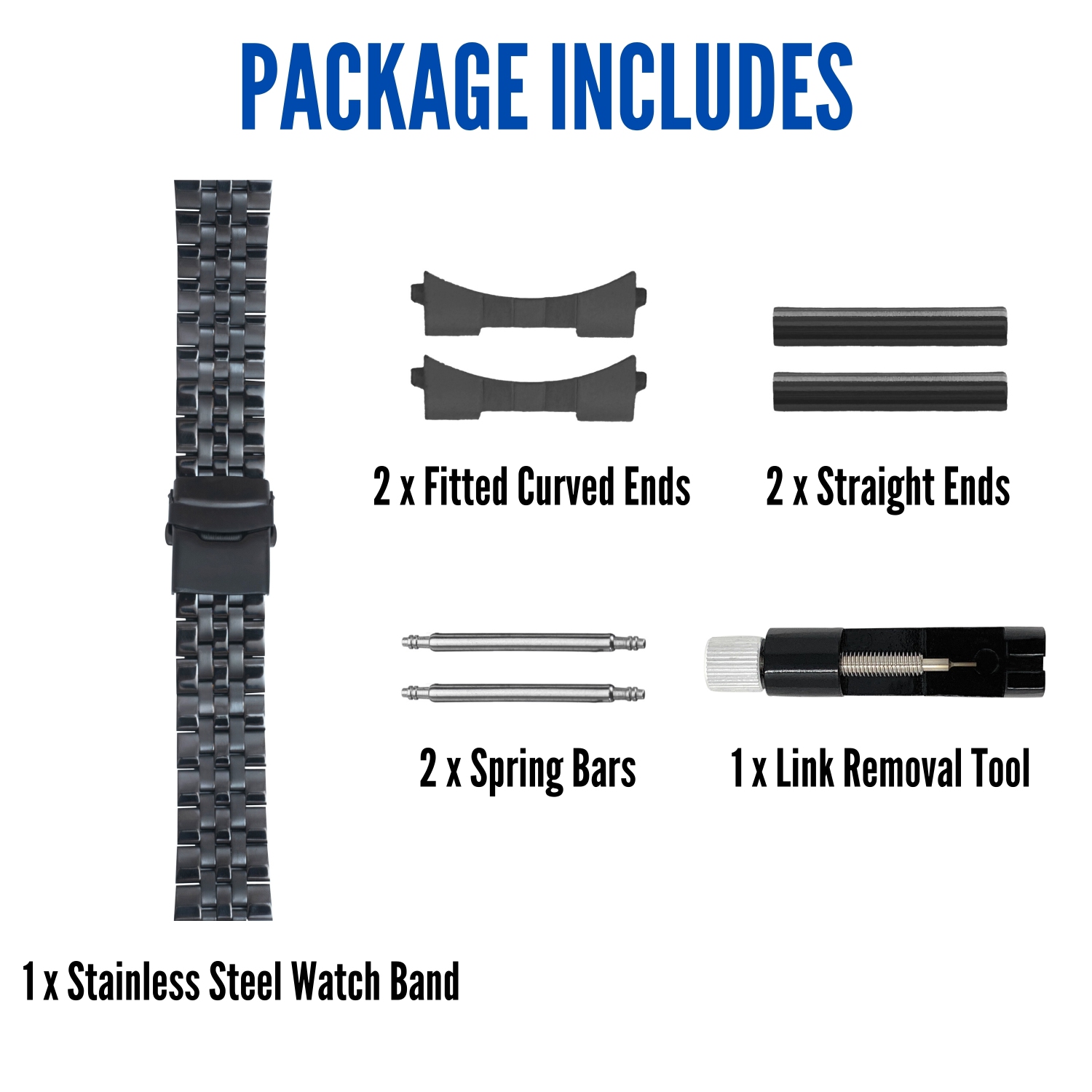 Bandini 22mm Metal Watch Band for Samsung Galaxy Watch3, Gear 2, S3, Also Fits Garmin Vivoactive 4, Venu 2, 3, Forerunner - Black