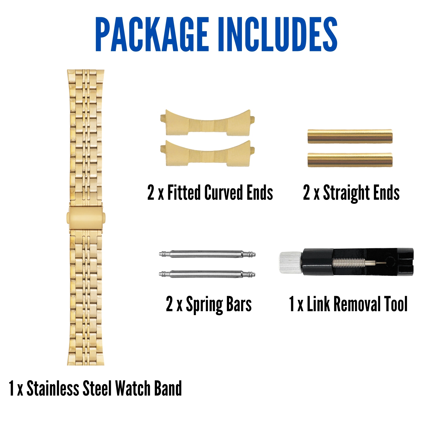 Bandini 22mm Metal Watch Band for Samsung Galaxy Watch3, Gear 2, S3, Also Fits Garmin Vivoactive 4, Venu 2, 3, Forerunner - Gold Tone