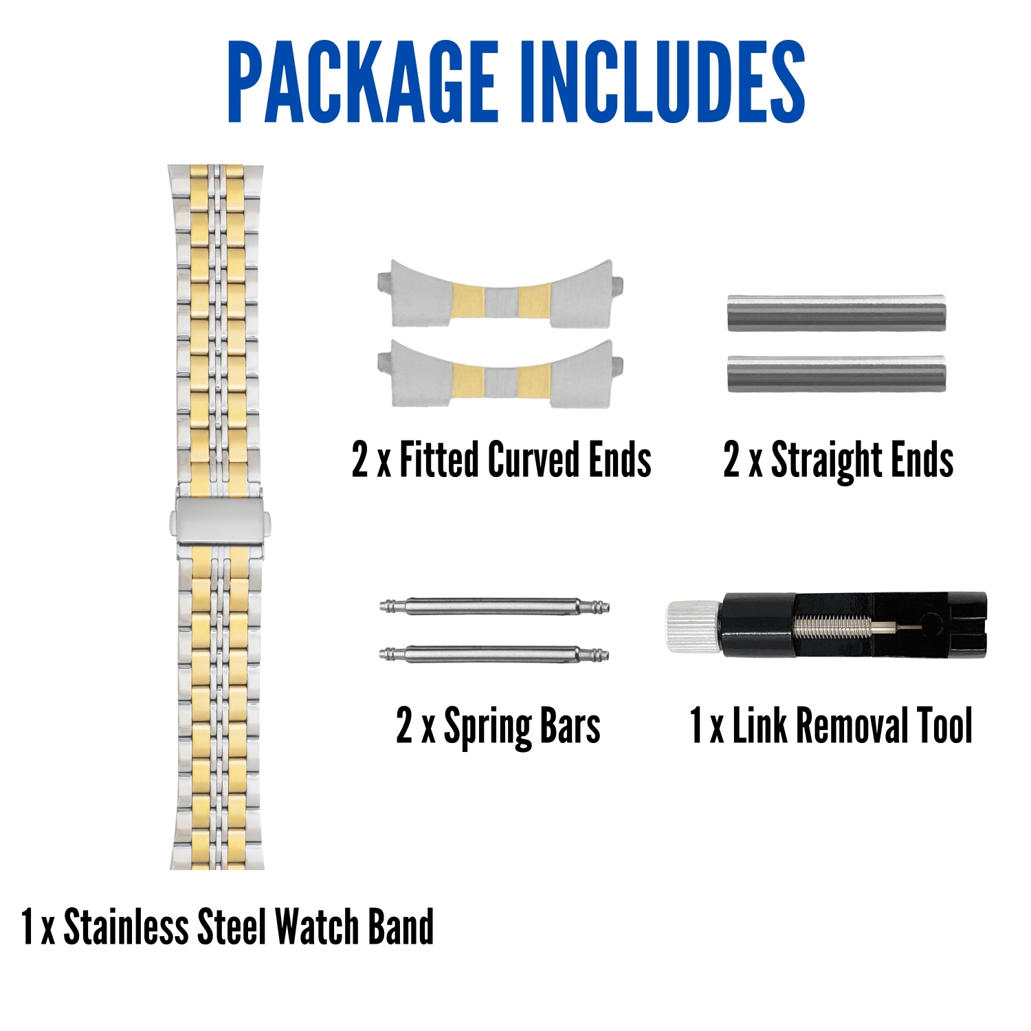 Bandini 22mm Metal Watch Band for Samsung Galaxy Watch3, Gear 2, S3, Also Fits Garmin Vivoactive 4, Venu 2, 3, Forerunner - Two-Tone