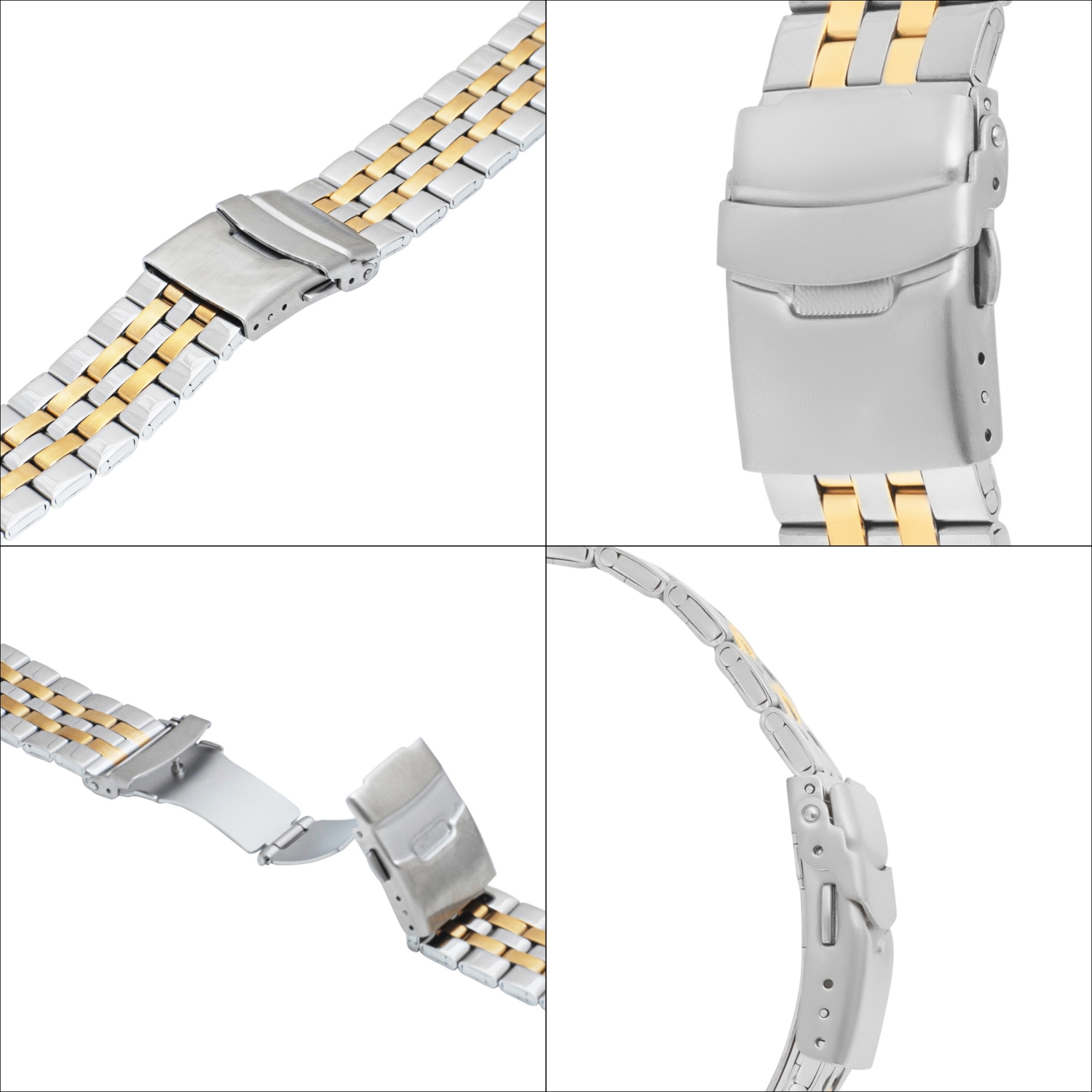 Bandini 20mm Metal Watch Band for Samsung Galaxy Watch6 5 4, Active, Also Fits Garmin Vivoactive 5, Vivomove 3, 1, Venu SQ - Two-Tone