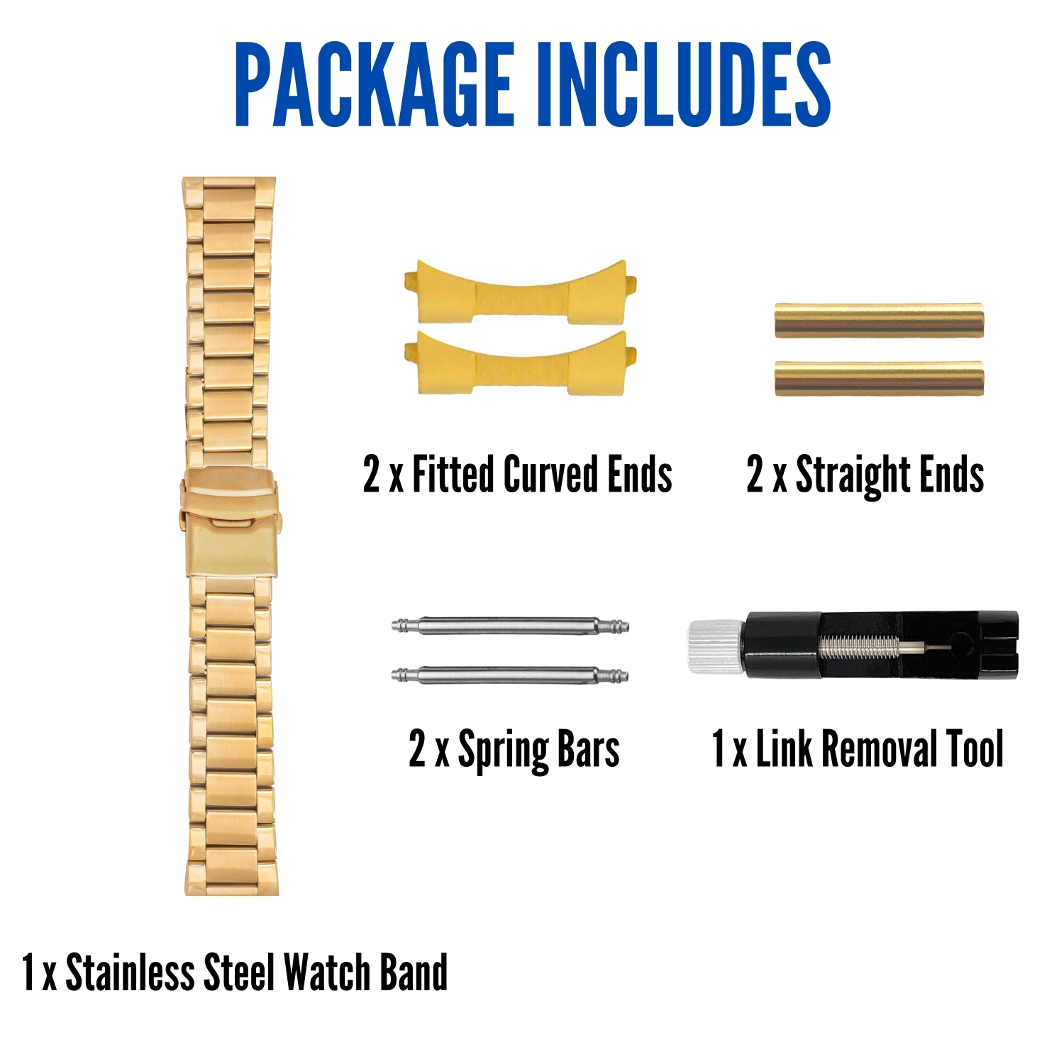 Bandini 22mm Metal Watch Band for Samsung Galaxy Watch3, Gear 2, S3, Also Fits Garmin Vivoactive 4, Venu 2, 3, Forerunner - Gold Tone