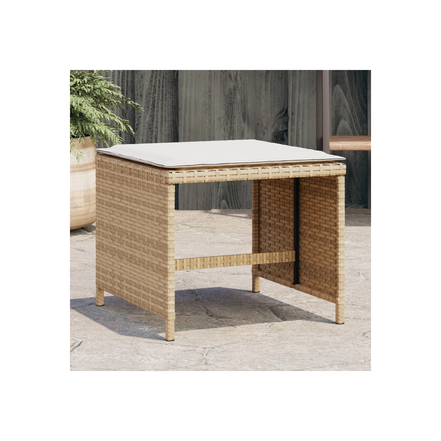 Tabourets de jardin vidaXL avec coussins 4 pièces beige 40 x 40 x 40 35 cm poly rotin