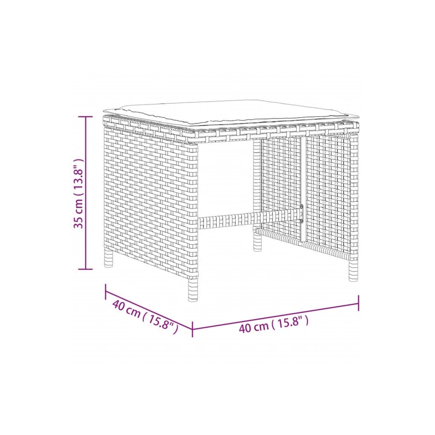 Tabourets de jardin vidaXL avec coussins 4 pièces beige 40 x 40 x 40 35 cm poly rotin