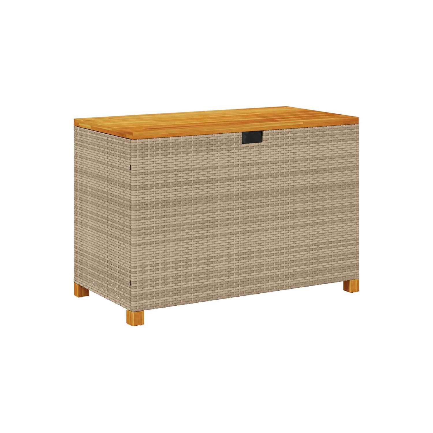 vidaXL Garden Storage Box Beige 110x55x63 cm Poly Rattan Acacia Wood