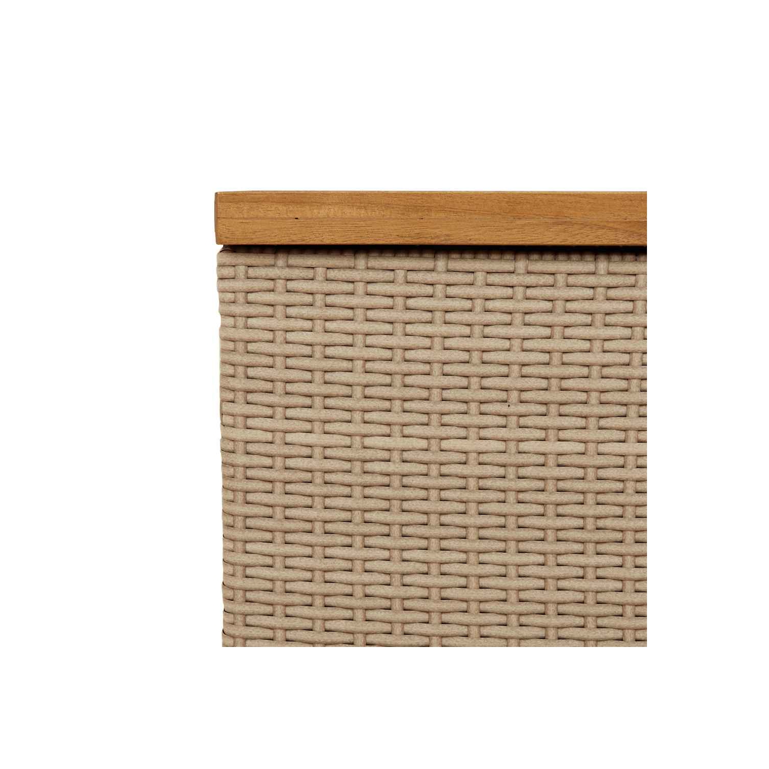 vidaXL Garden Storage Box Beige 110x55x63 cm Poly Rattan Acacia Wood