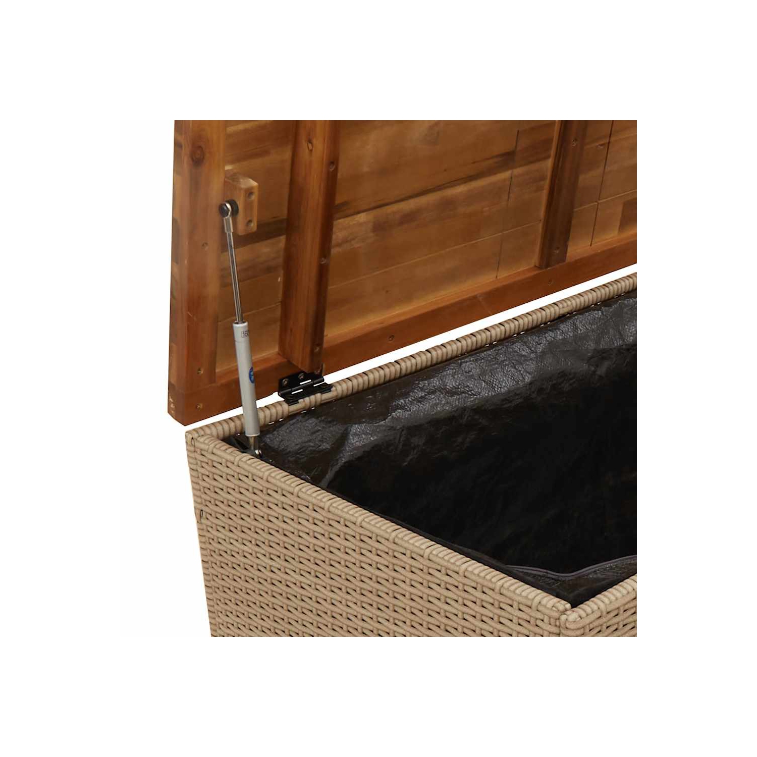 vidaXL Garden Storage Box Beige 110x55x63 cm Poly Rattan Acacia Wood