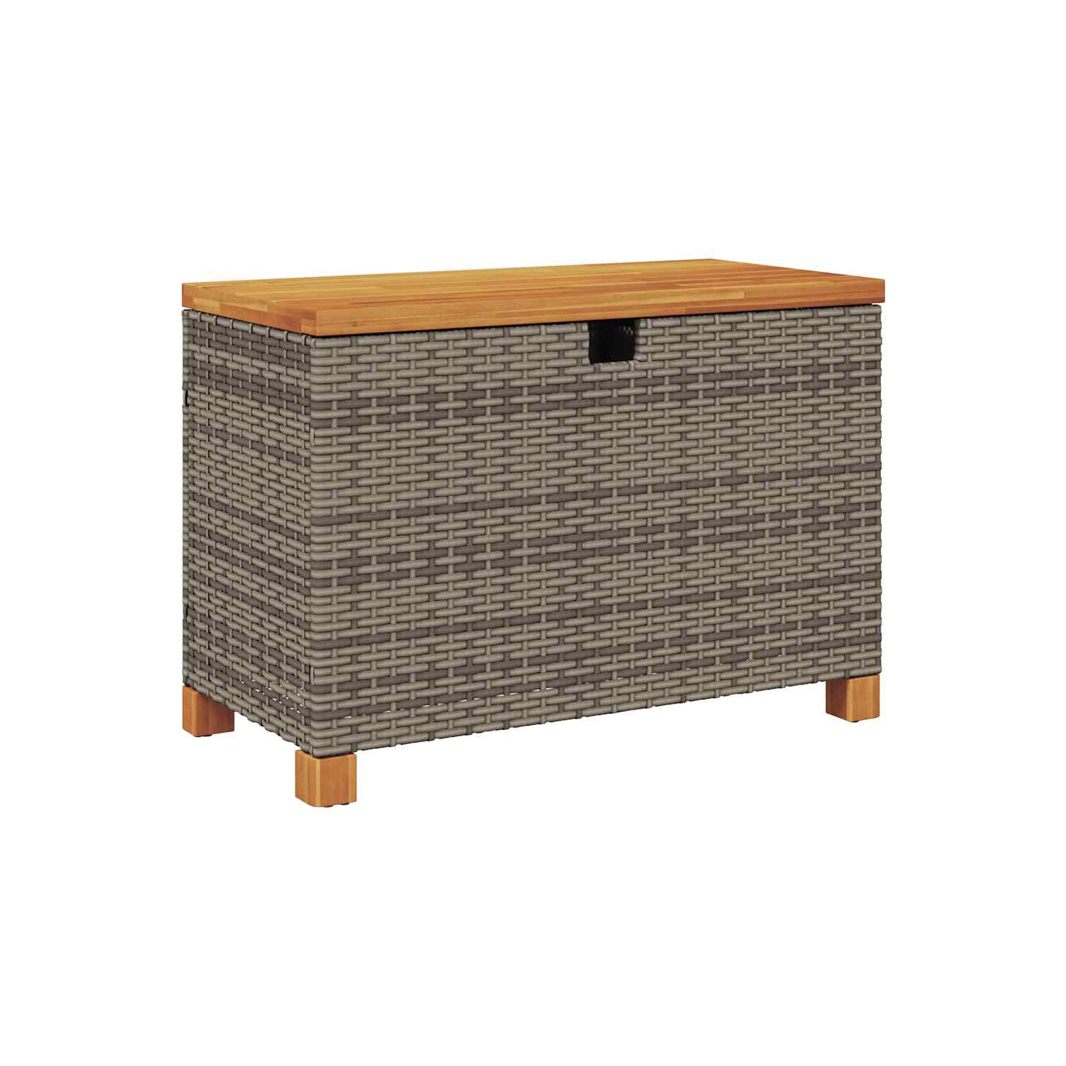 vidaXL Garden Storage Box Grey 80x40x48 cm Poly Rattan Acacia Wood