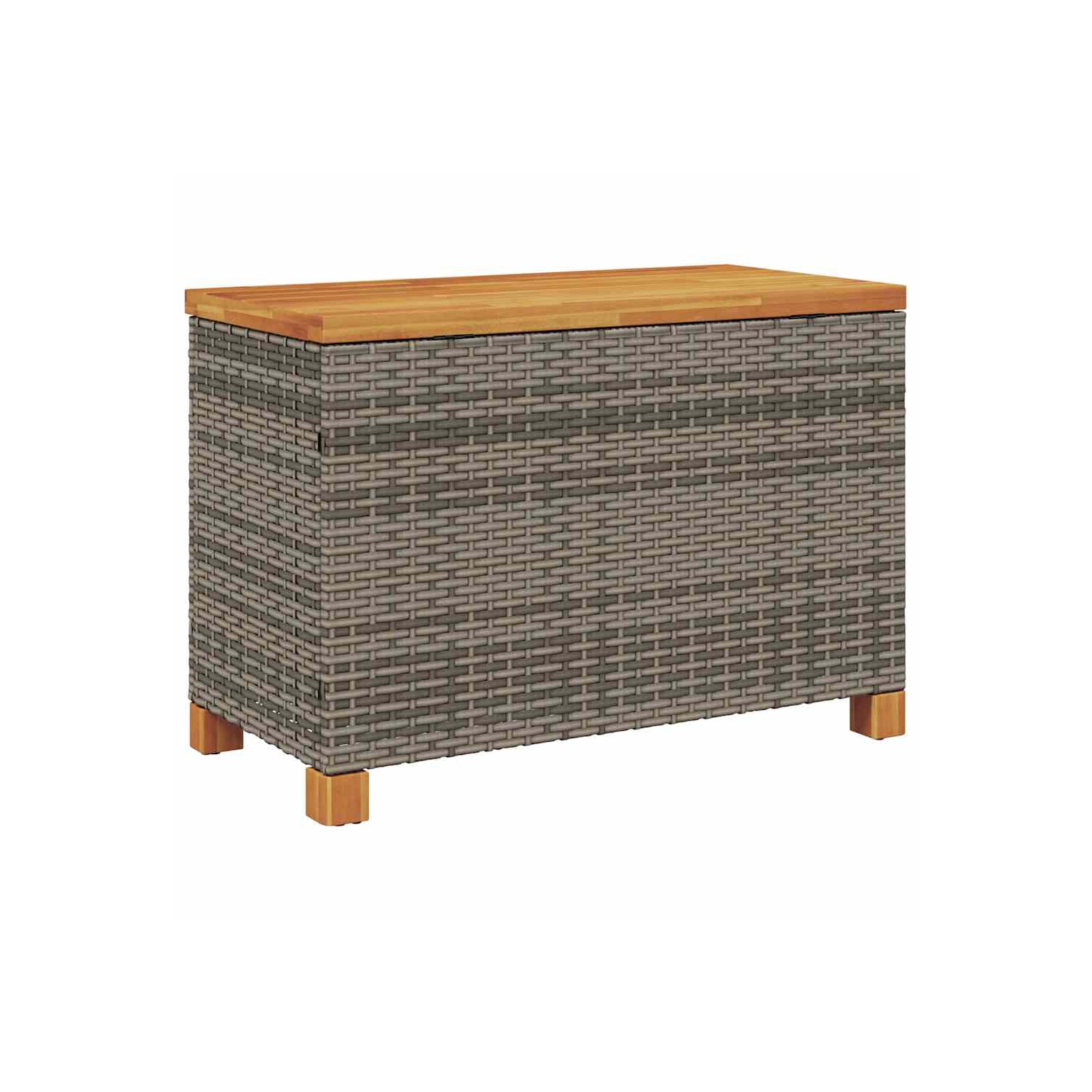 vidaXL Garden Storage Box Grey 80x40x48 cm Poly Rattan Acacia Wood
