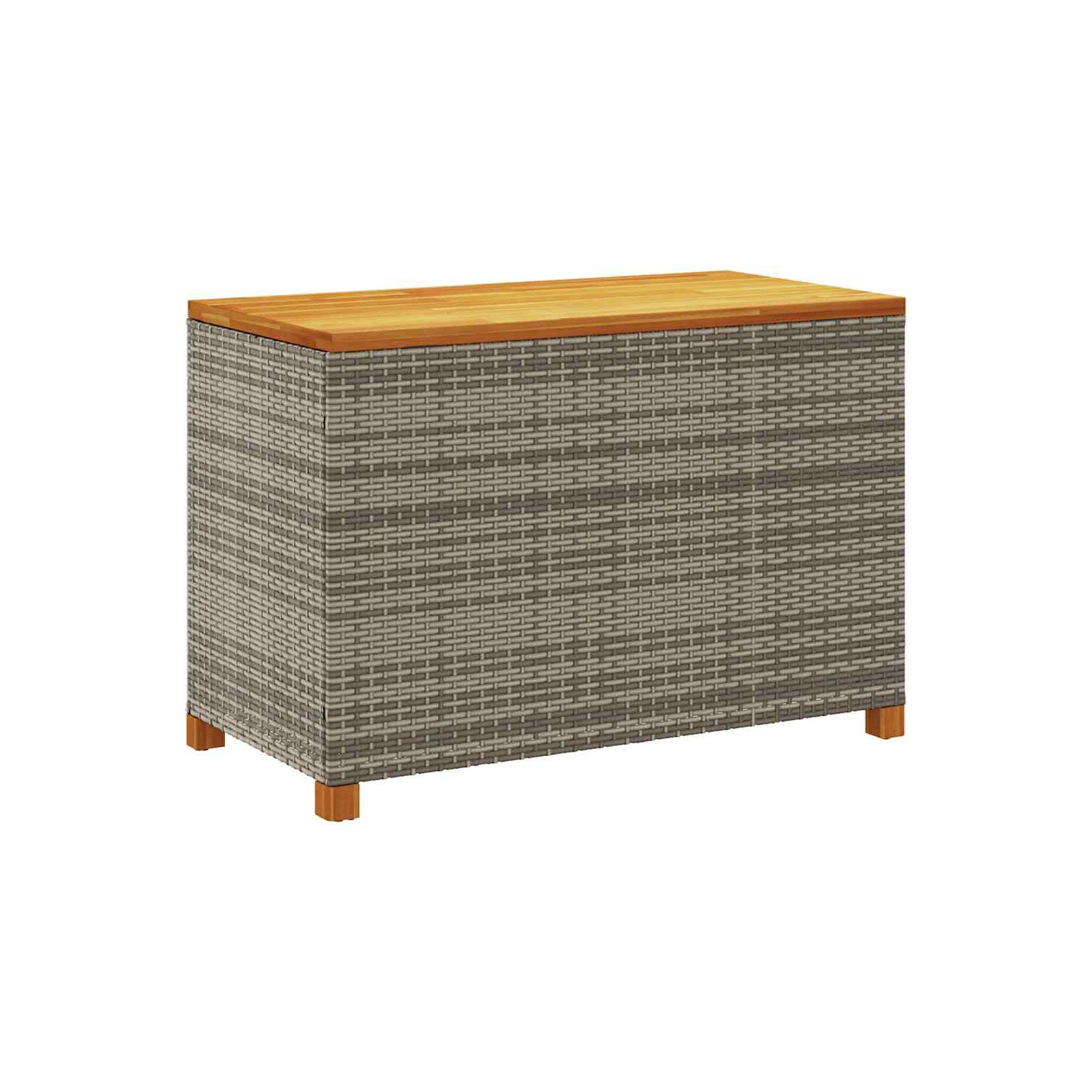 vidaXL Garden Storage Box Grey 110x55x63 cm Poly Rattan Acacia Wood