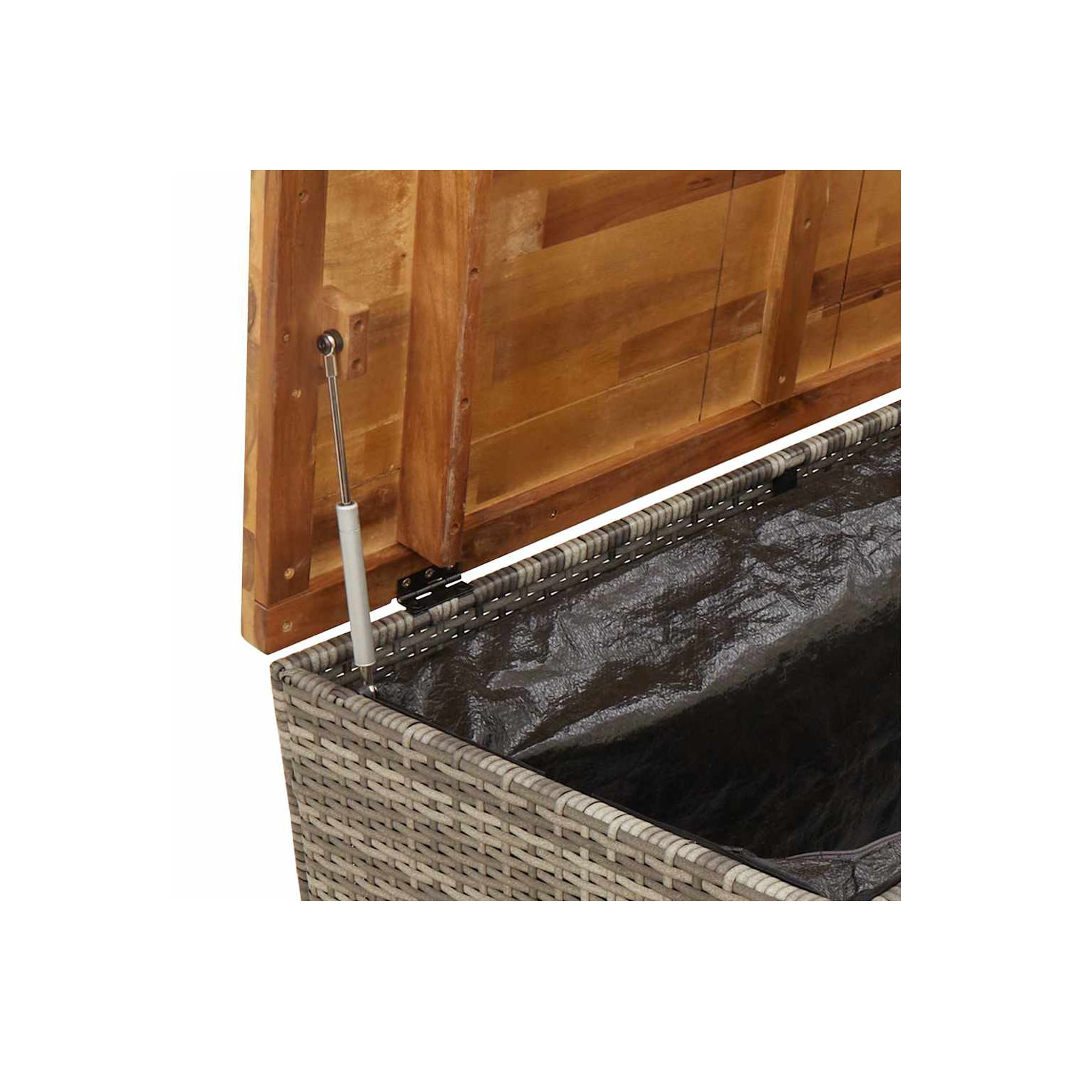 vidaXL Garden Storage Box Grey 110x55x63 cm Poly Rattan Acacia Wood