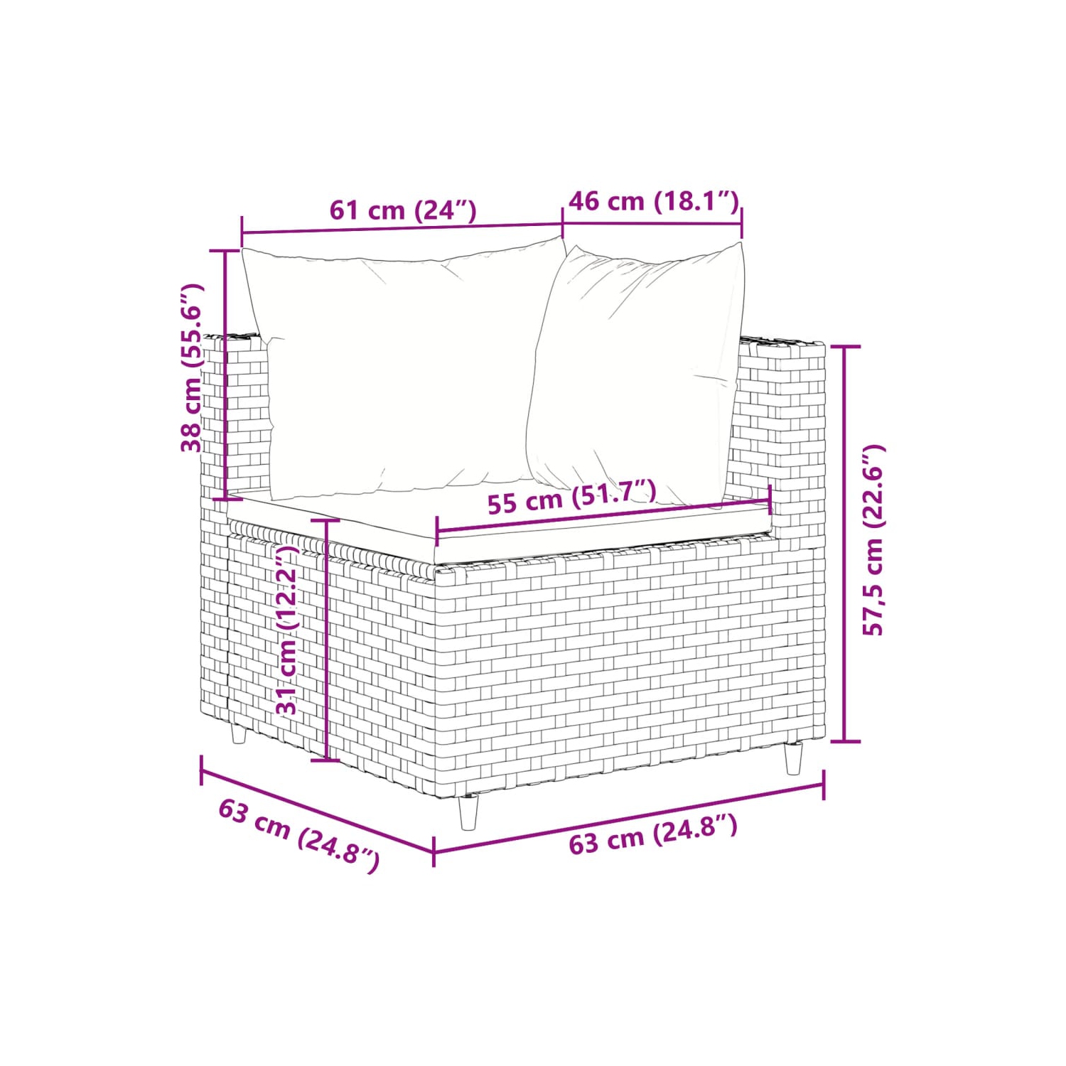 Ensemble de 10 pièces avec divan et coussins en poly rotin brun pour le jardin vidaXL