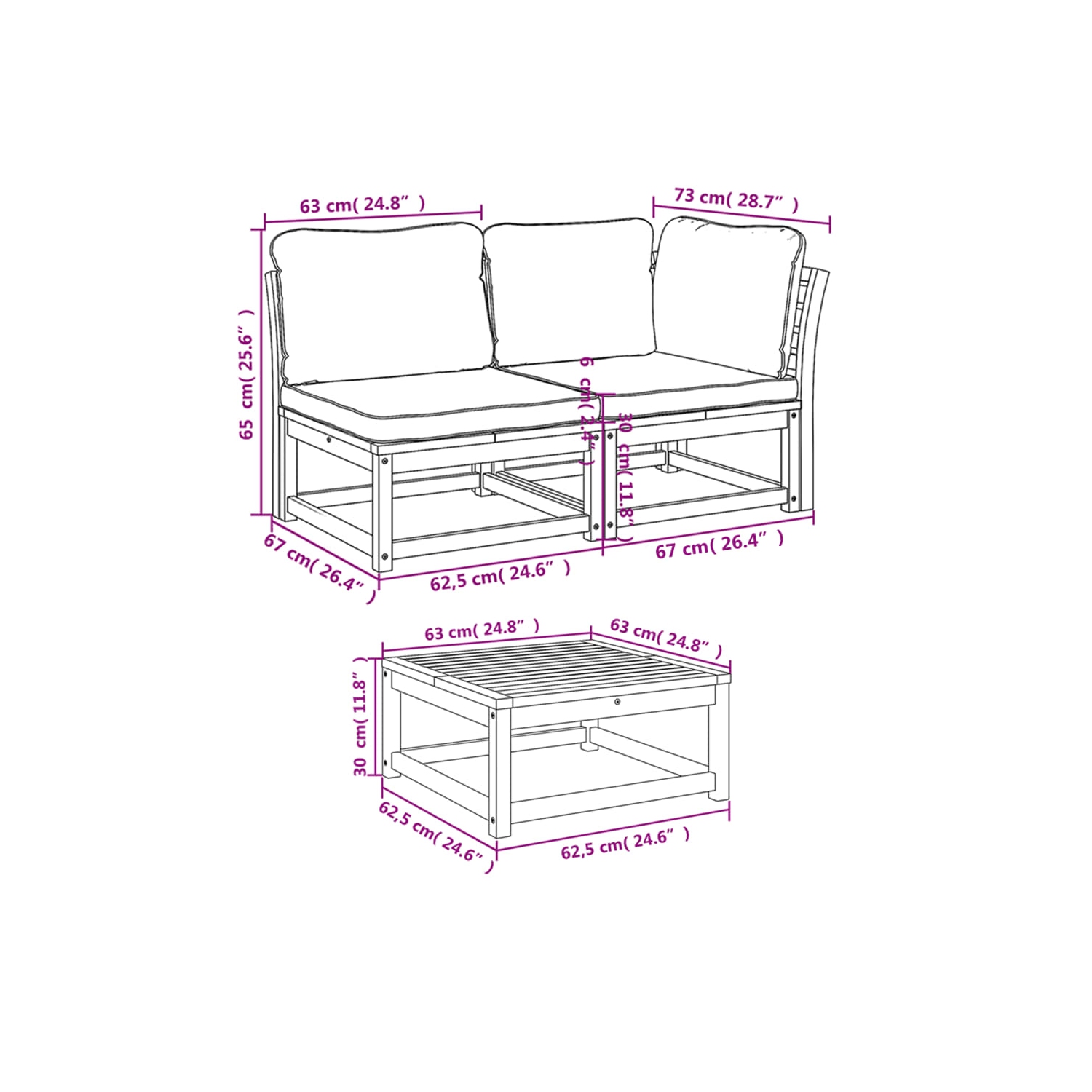 vidaXL 9 Piece Garden Lounge Set with Cushions Solid Wood Acacia