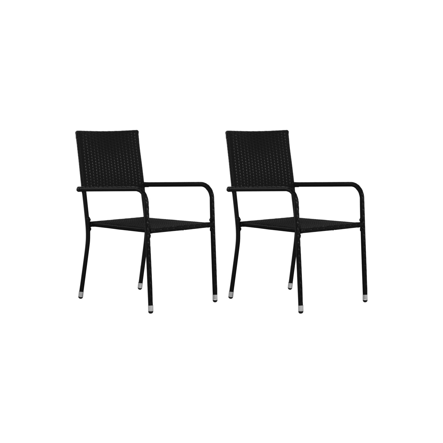vidaXL Garden Dining Chairs 2 pcs Stackable Black Poly Rattan