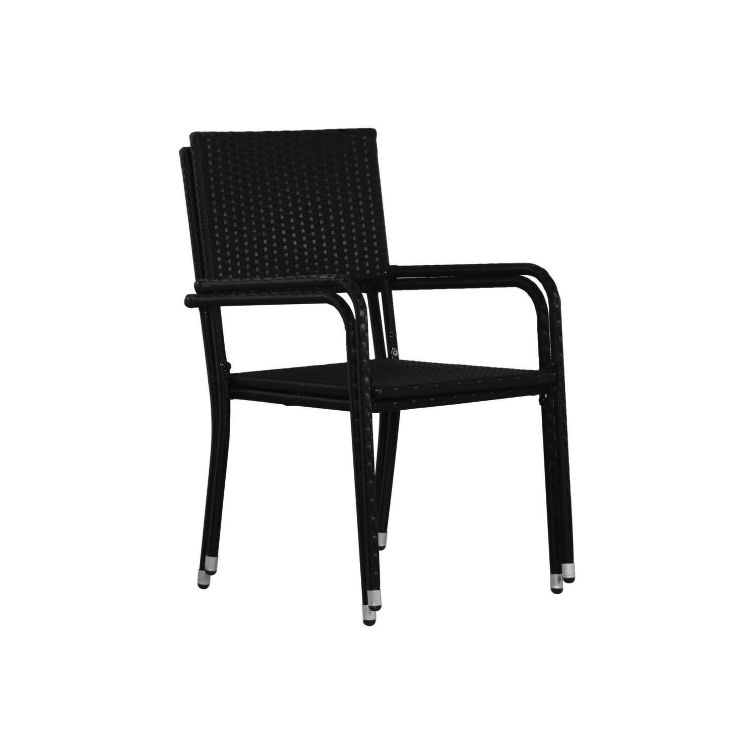 vidaXL Garden Dining Chairs 2 pcs Stackable Black Poly Rattan