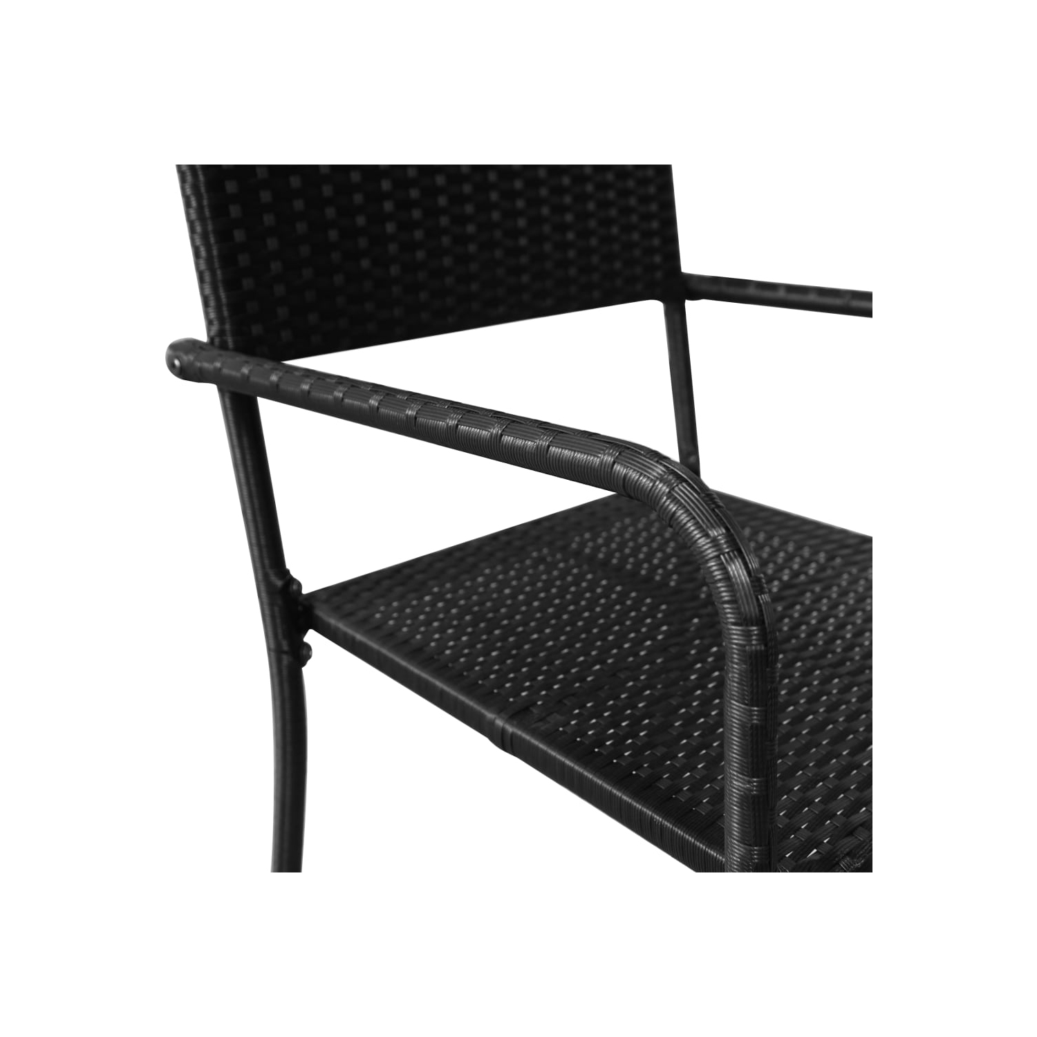 vidaXL Garden Dining Chairs 2 pcs Stackable Black Poly Rattan