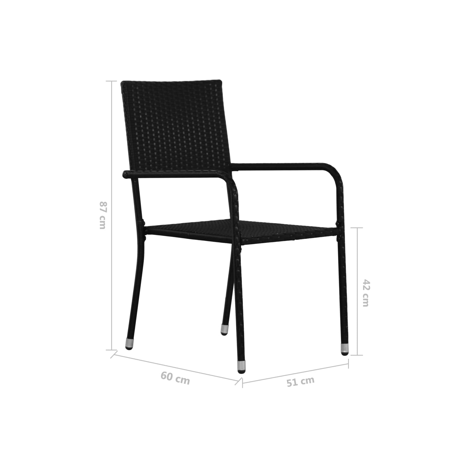 vidaXL Garden Dining Chairs 2 pcs Stackable Black Poly Rattan