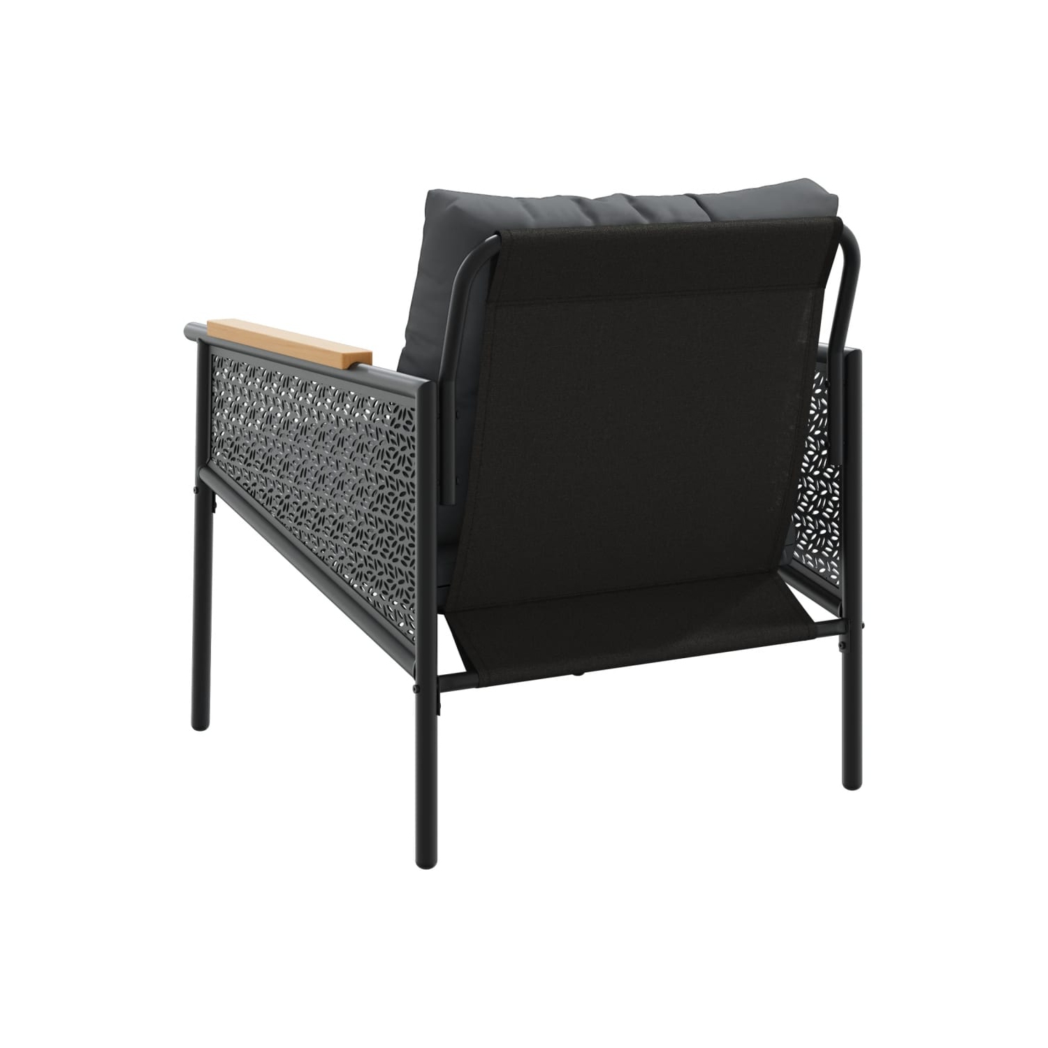 vidaXL 4 Piece Balcony Furniture Set with Cushions Black Steel