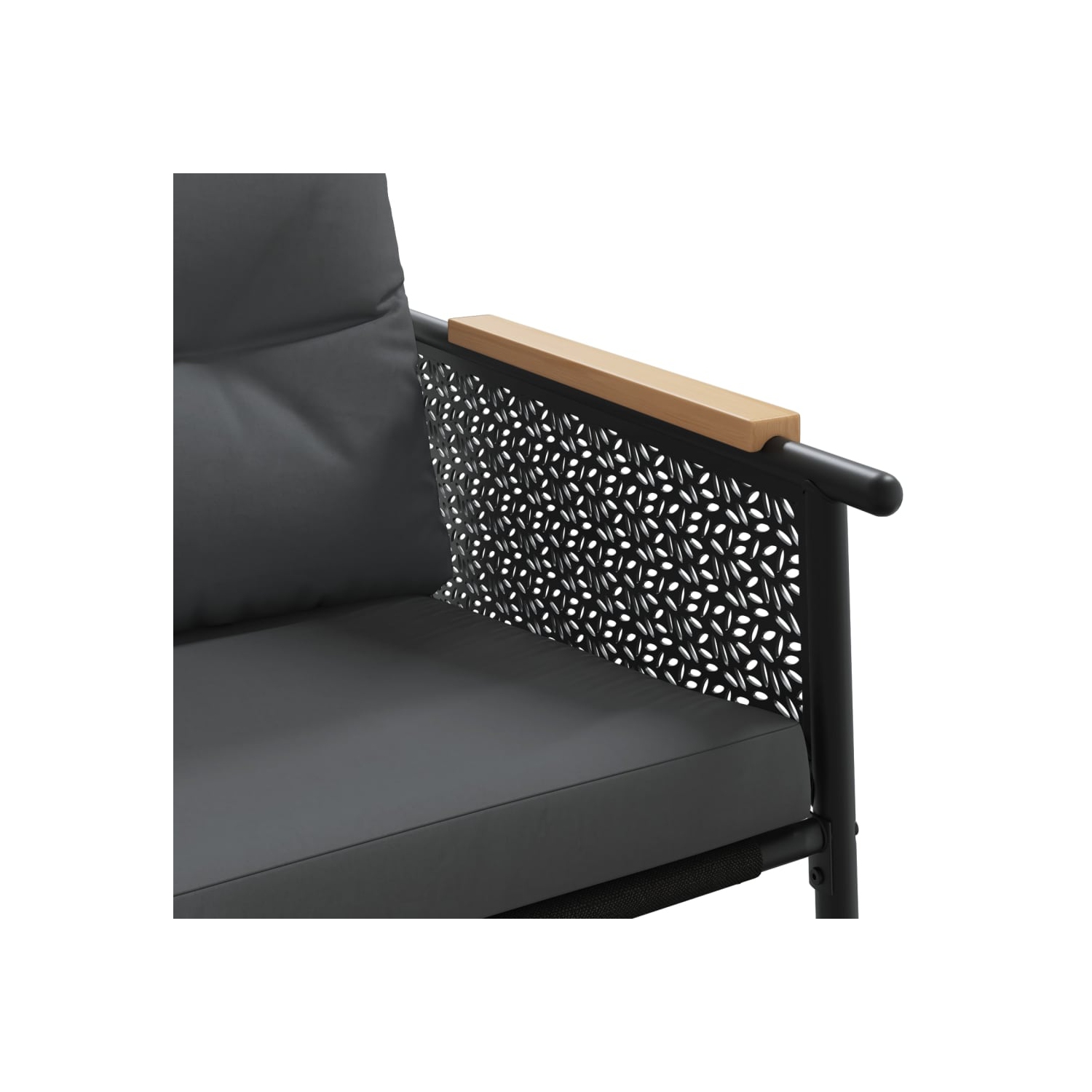 vidaXL 4 Piece Balcony Furniture Set with Cushions Black Steel