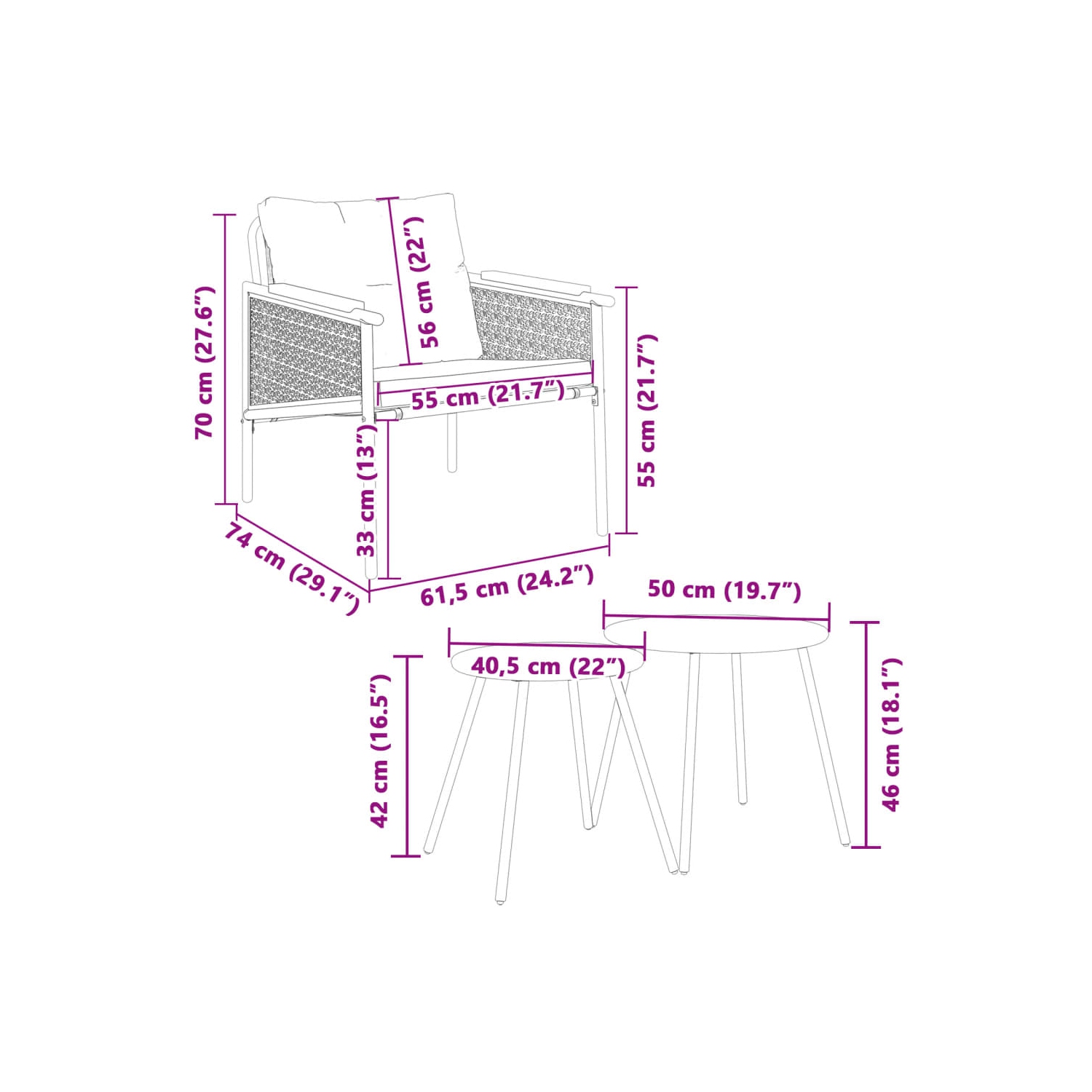 vidaXL 4 Piece Balcony Furniture Set with Cushions Black Steel