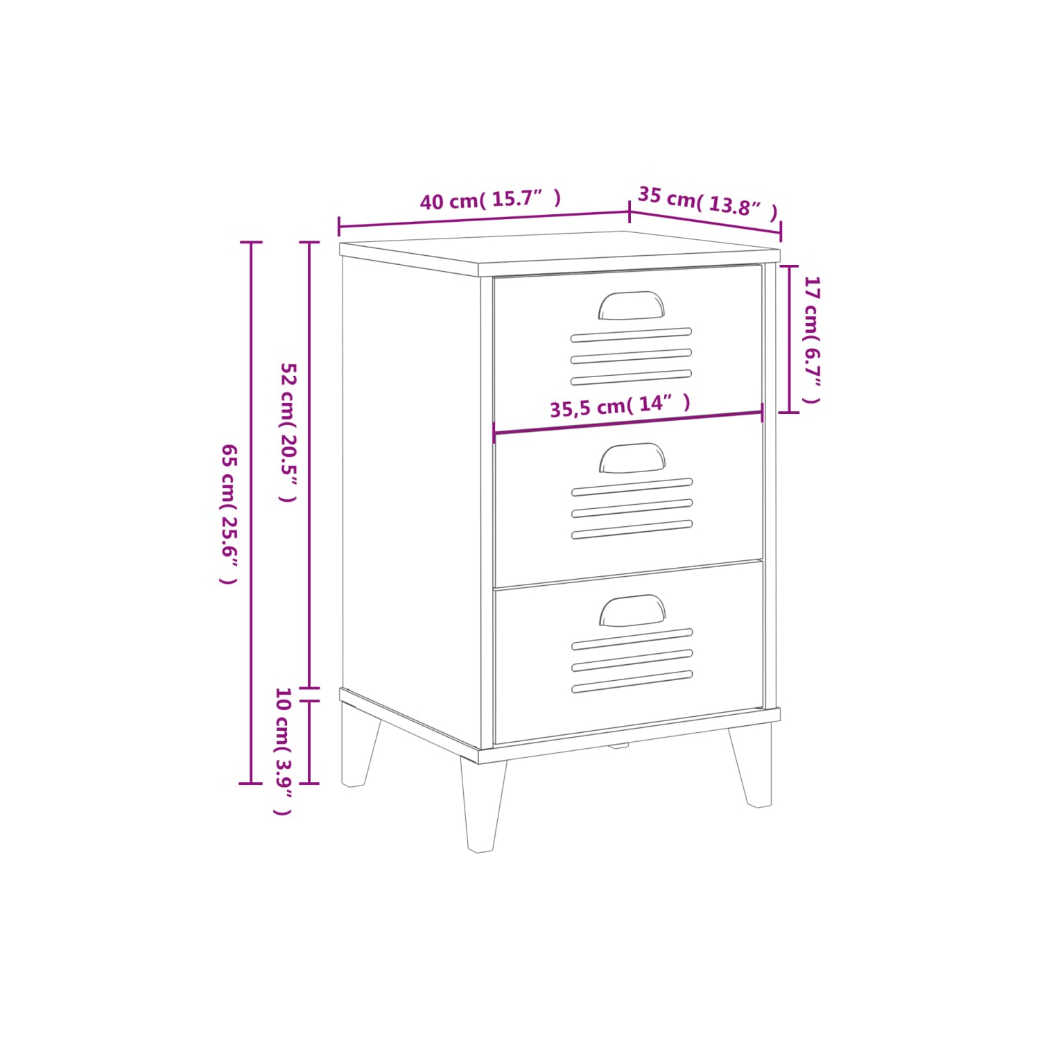 Armoire de chevet VIKEN en bois d'ingénierie gris anthracite