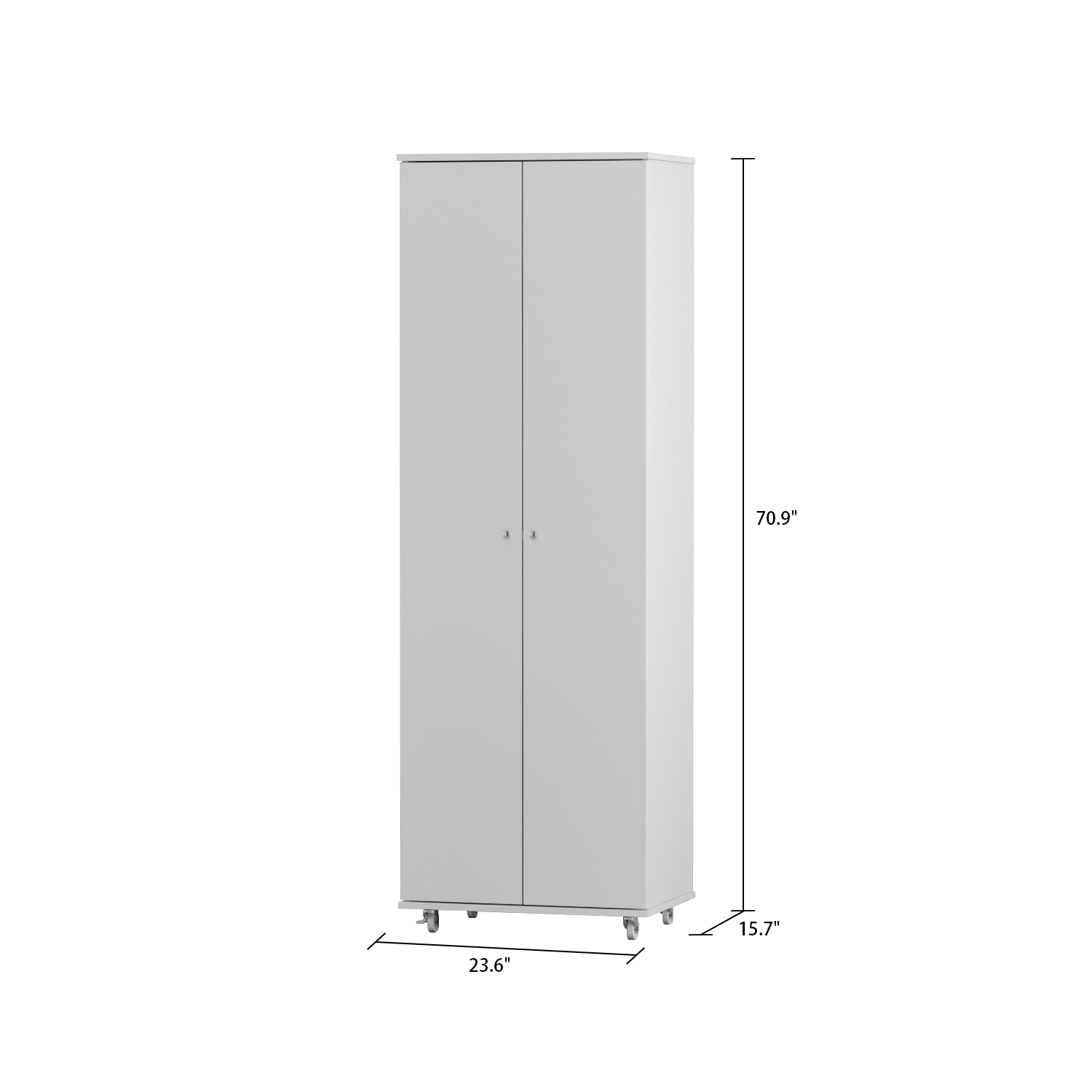 Famapy Tall Shoe Storage Cabinet with Multiple Shelves and Rolling Casters White