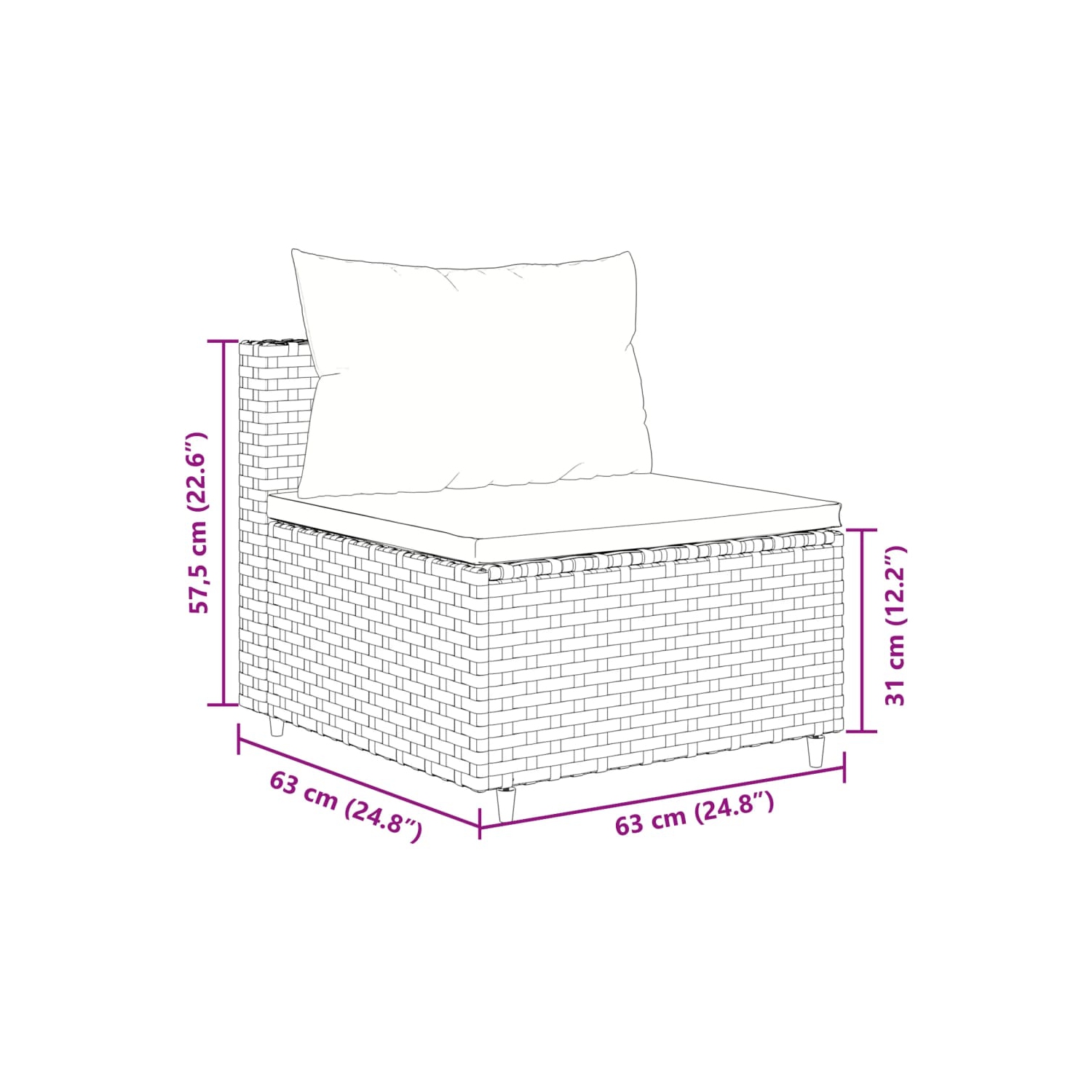 Ensemble de 10 pièces avec divan et coussins en rotin synthétique gris vidaXL