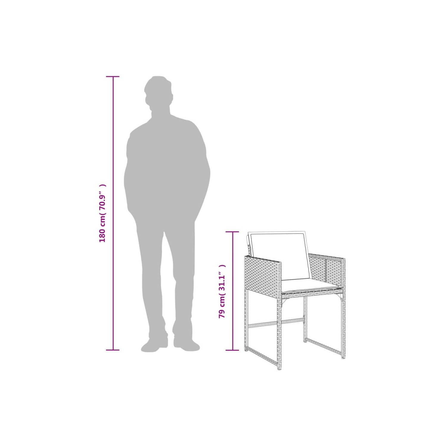 Ensemble de salle à manger de jardin de 9 pièces avec coussins en rotin de polyester noir vidaXL